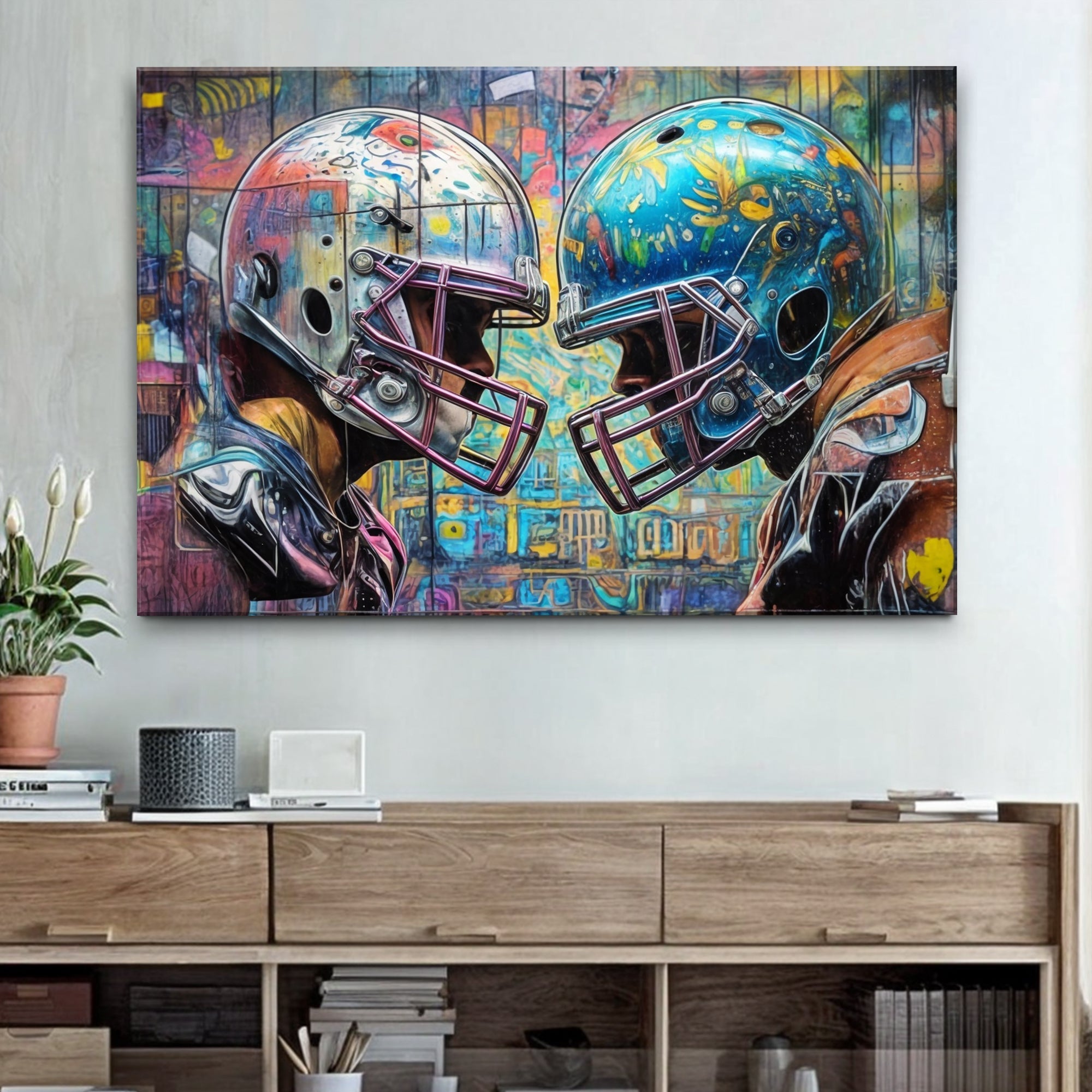 Helmet Clash - Sport Wall Art on sale at MyriadMart