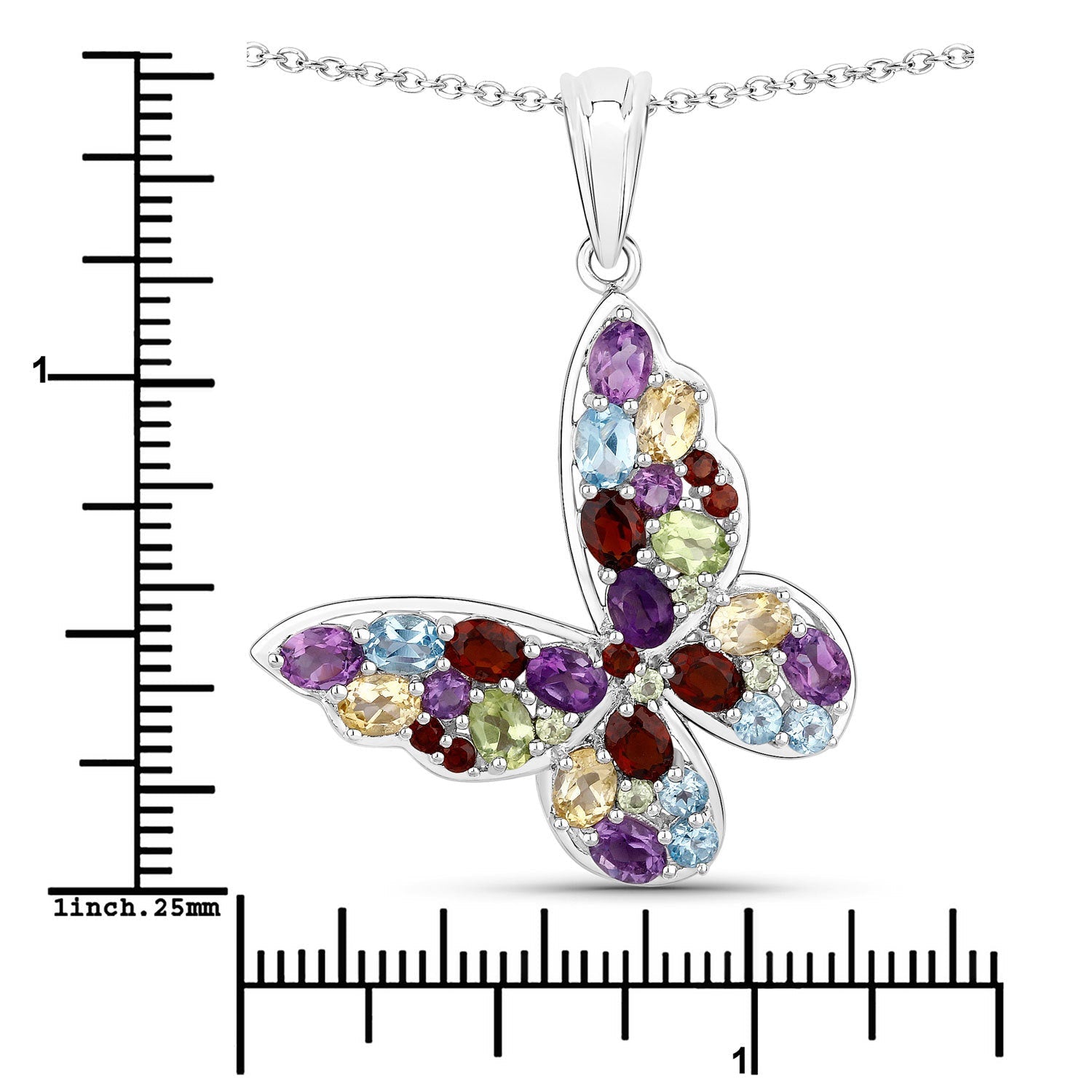 3.80 Carat Genuine Multi Stones .925 Sterling Silver Pendant on sale at MyriadMart