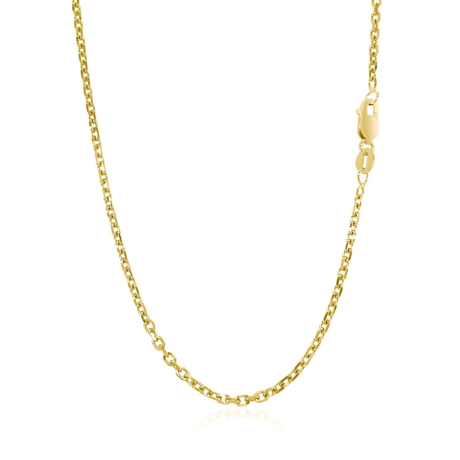 18k Yellow Gold Diamond Cut Cable Link Chain 1.90 mm on sale at MyriadMart
