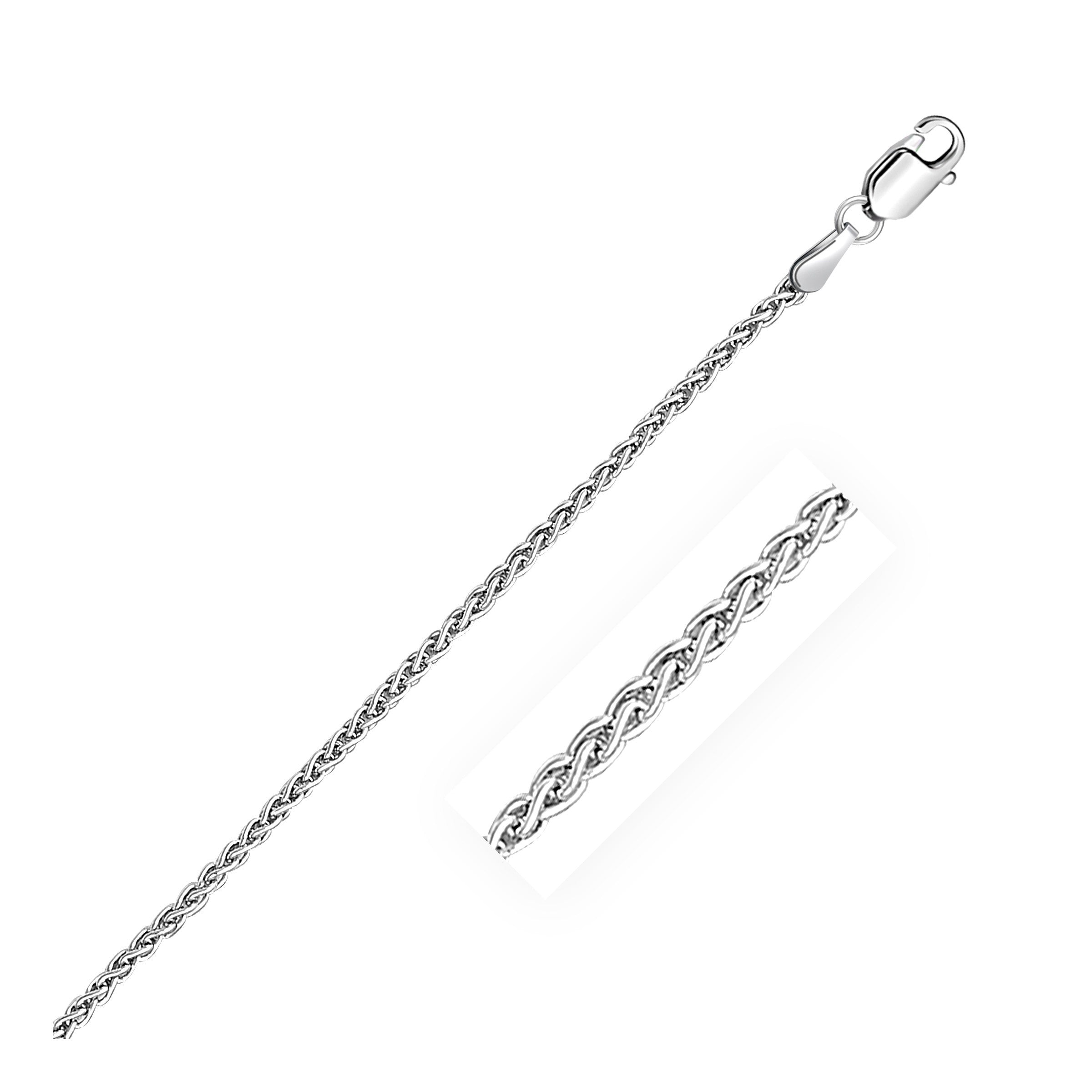 2.2mm Sterling Silver Rhodium Plated Wheat Chain on sale at MyriadMart