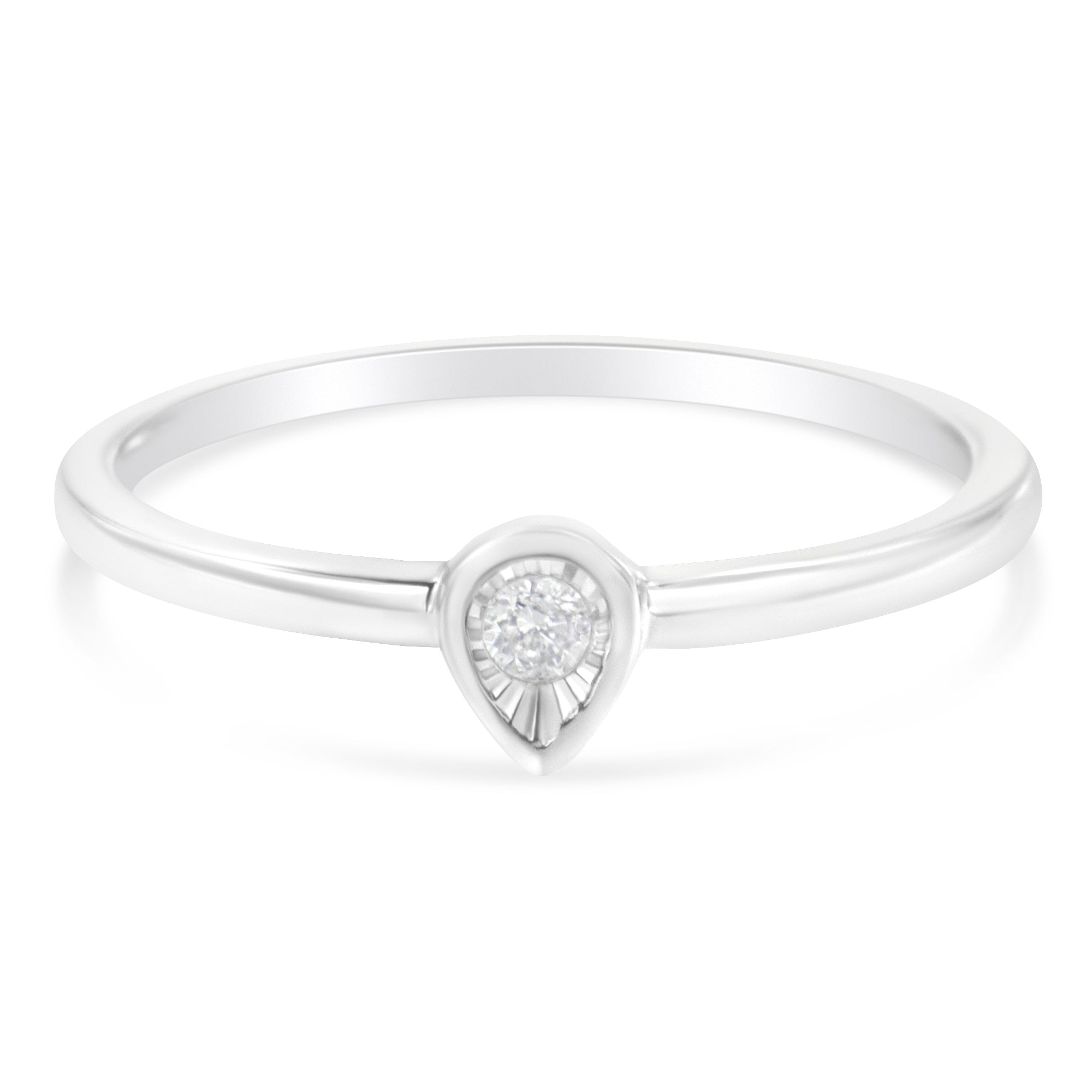 .925 Sterling Silver 1/20 Carat Diamond Teardrop Pear-Shaped Miracle Set Petite Fashion Promise Ring J-K Color, I1-I2 Clarity - Size 6 on sale at MyriadMart