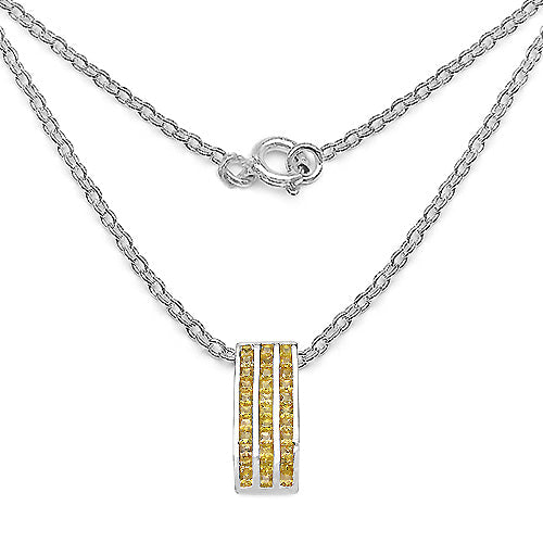 2.16 Carat Genuine Yellow Sapphire .925 Sterling Silver Pendant on sale at MyriadMart