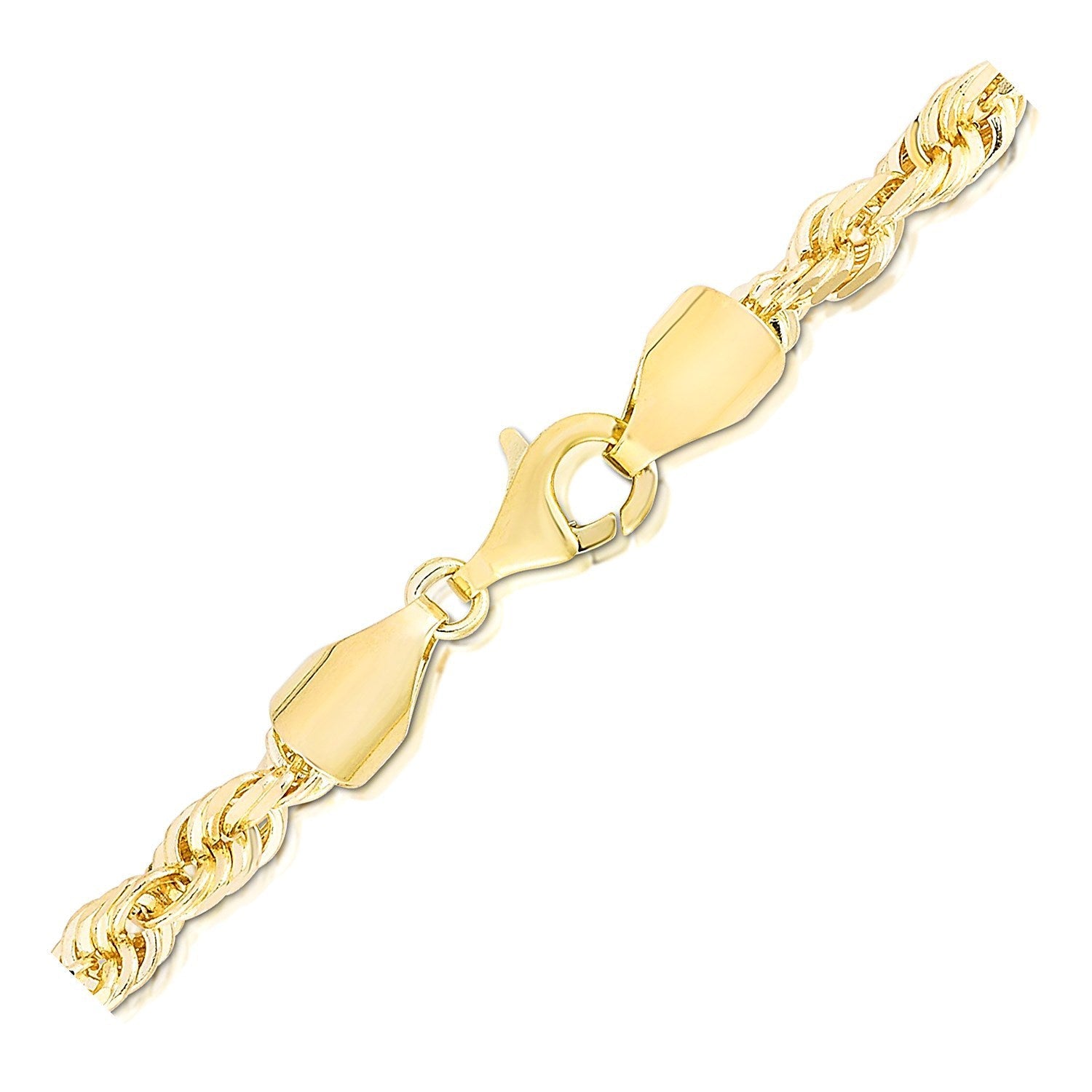 5.0mm 14k Yellow Gold Solid Diamond Cut Rope Bracelet on sale at MyriadMart