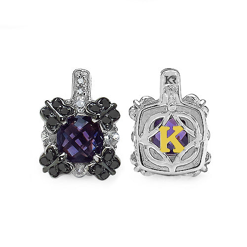 2.67 Carat Genuine Amethyst White Sapphire & Black Diamond .925 Sterling Silver Earrings on sale at MyriadMart