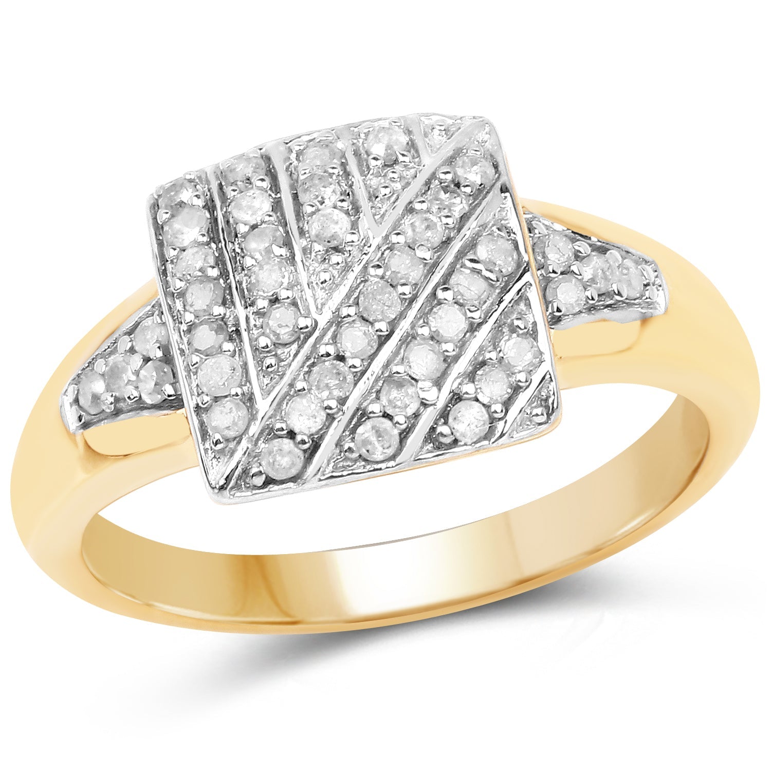 14K Yellow Gold Plated 0.23 Carat Genuine White Diamond .925 Sterling Silver Ring on sale at MyriadMart
