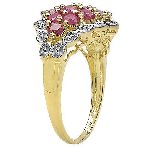 14K Yellow Gold Plated 2.08 Carat Genuine Ruby .925 Sterling Silver Ring on sale at MyriadMart