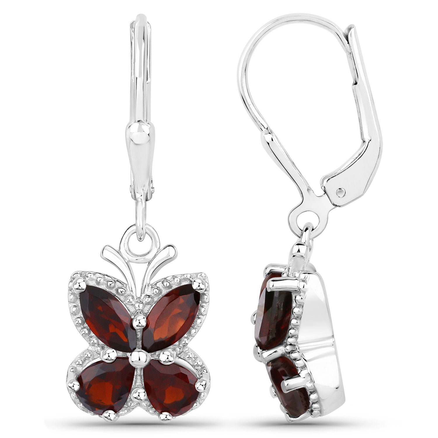 2.60 Carat Genuine Garnet .925 Sterling Silver Earrings on sale at MyriadMart