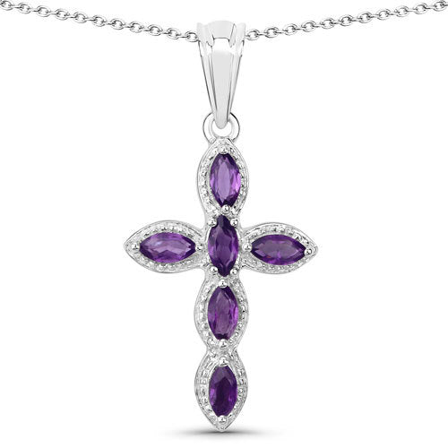 0.90 Carat Genuine Amethyst .925 Sterling Silver Pendant on sale at MyriadMart