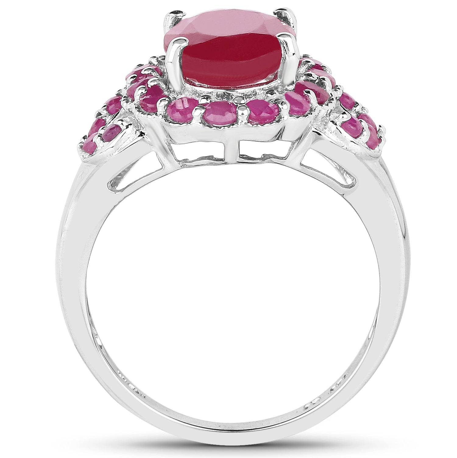 4.43 Carat Glass Filled Ruby and Ruby .925 Sterling Silver Ring on sale at MyriadMart