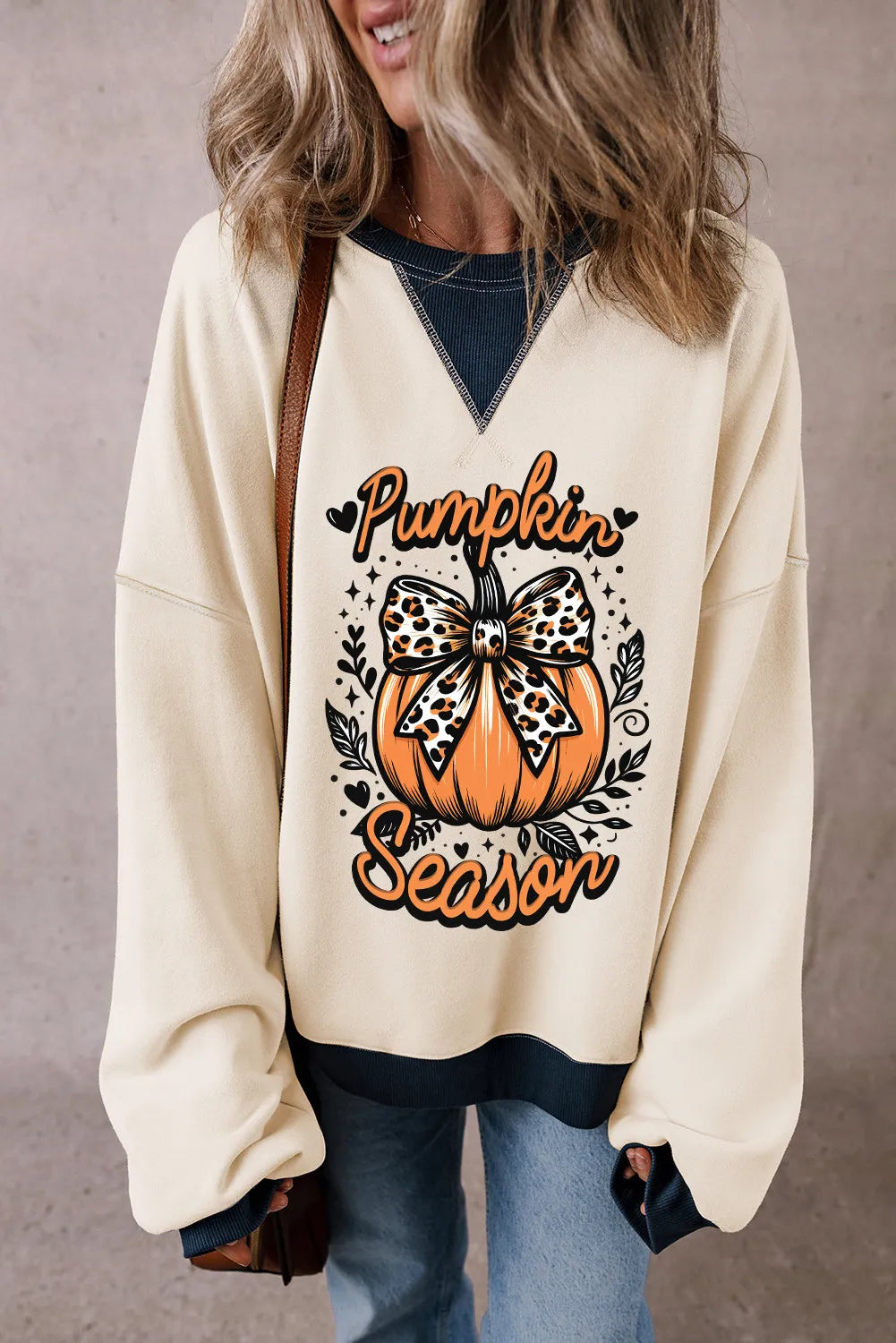 Pumpkin Graphic Long Sleeve Sweatshirt - MyriadMart