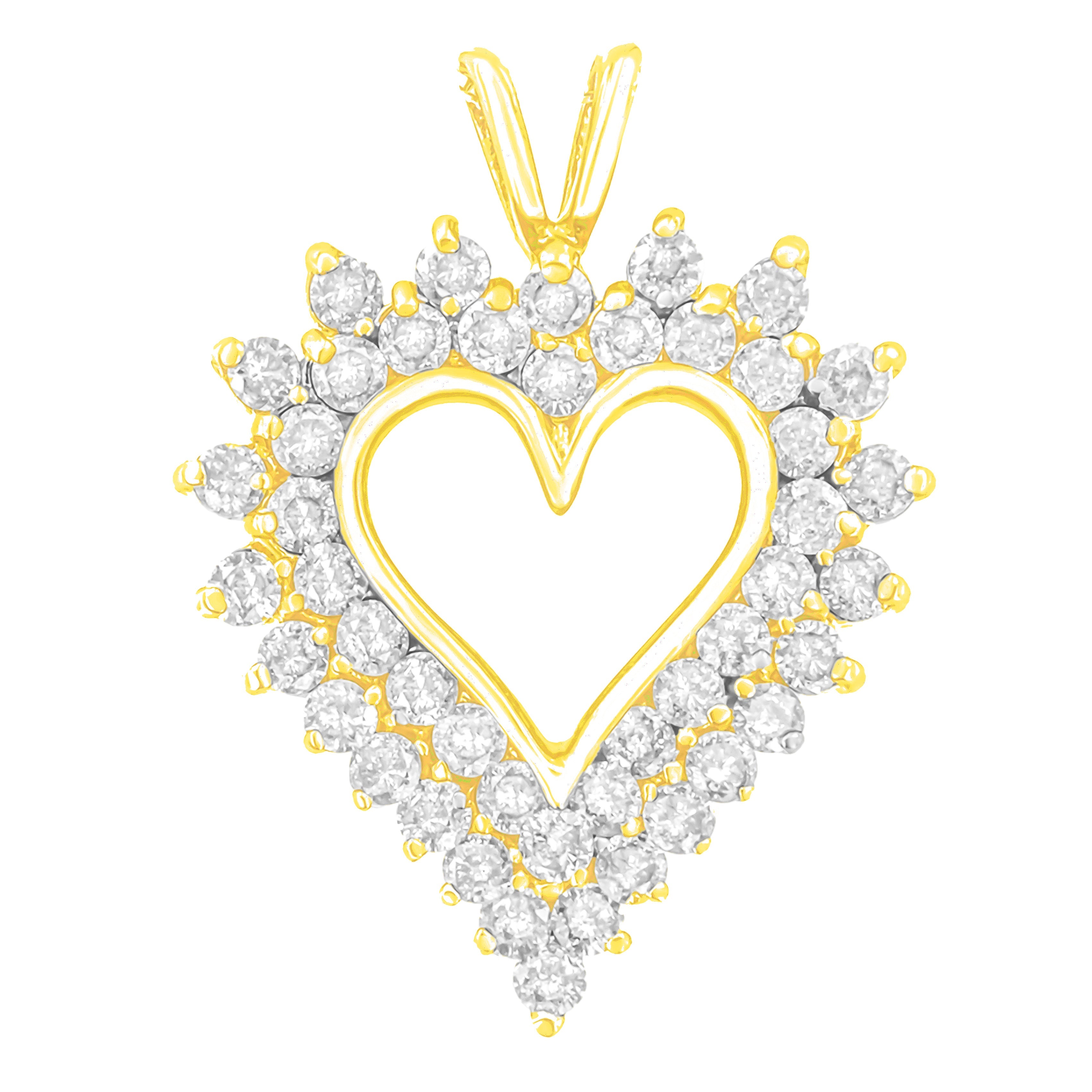 14K Yellow Gold Plated .925 Sterling Silver 3.00 Cttw Round Cut Diamond Cluster Heart 18" Pendant Necklace K-L Color, I1-I2 Clarity on sale at MyriadMart