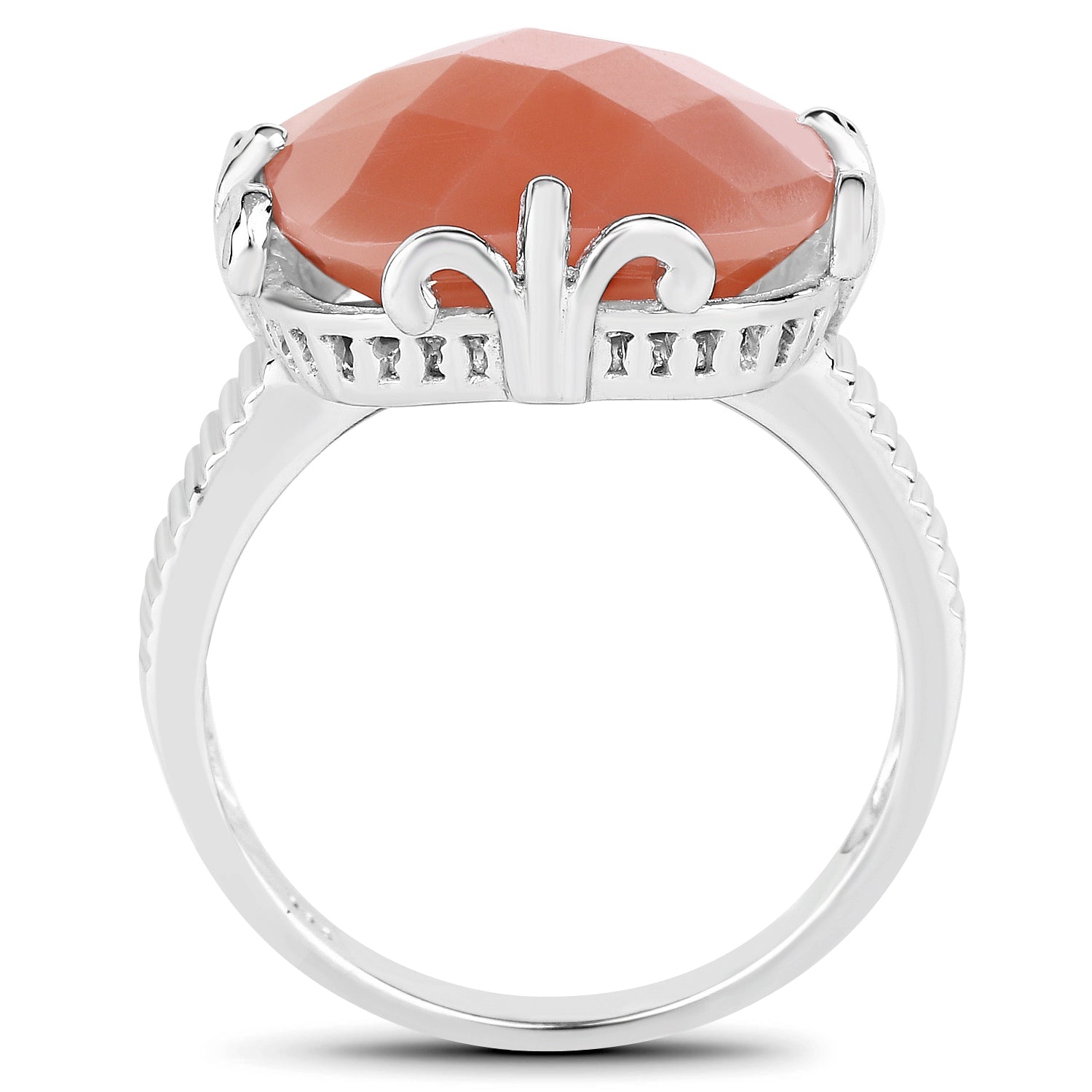 12.75 Carat Genuine Peach Moonstone .925 Sterling Silver Ring on sale at MyriadMart