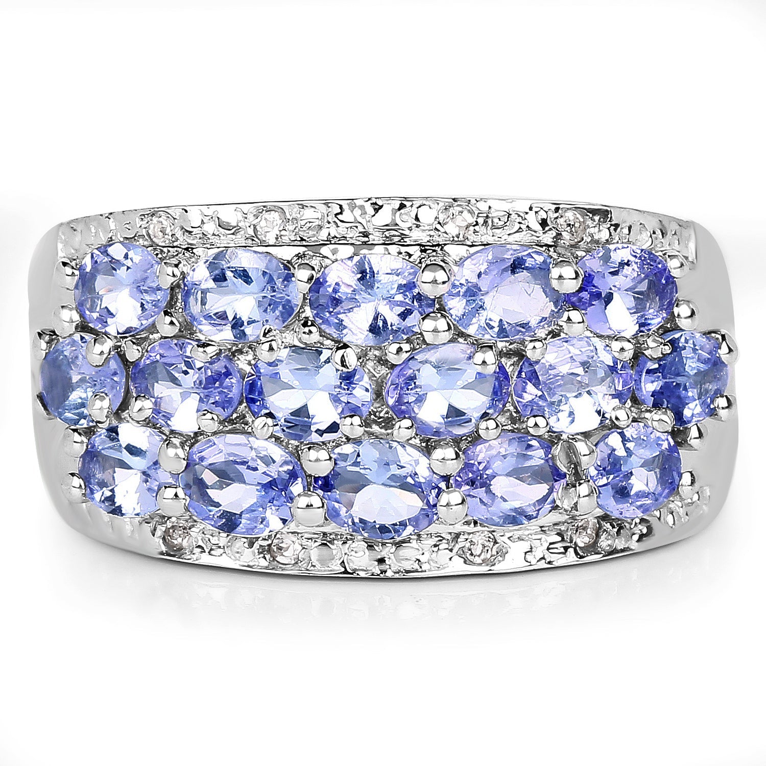 2.76 Carat Genuine Tanzanite and White Topaz .925 Sterling Silver Ring on sale at MyriadMart