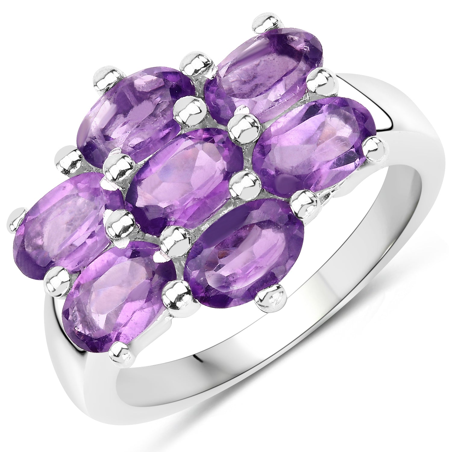 3.01 Carat Genuine Amethyst .925 Sterling Silver Ring on sale at MyriadMart