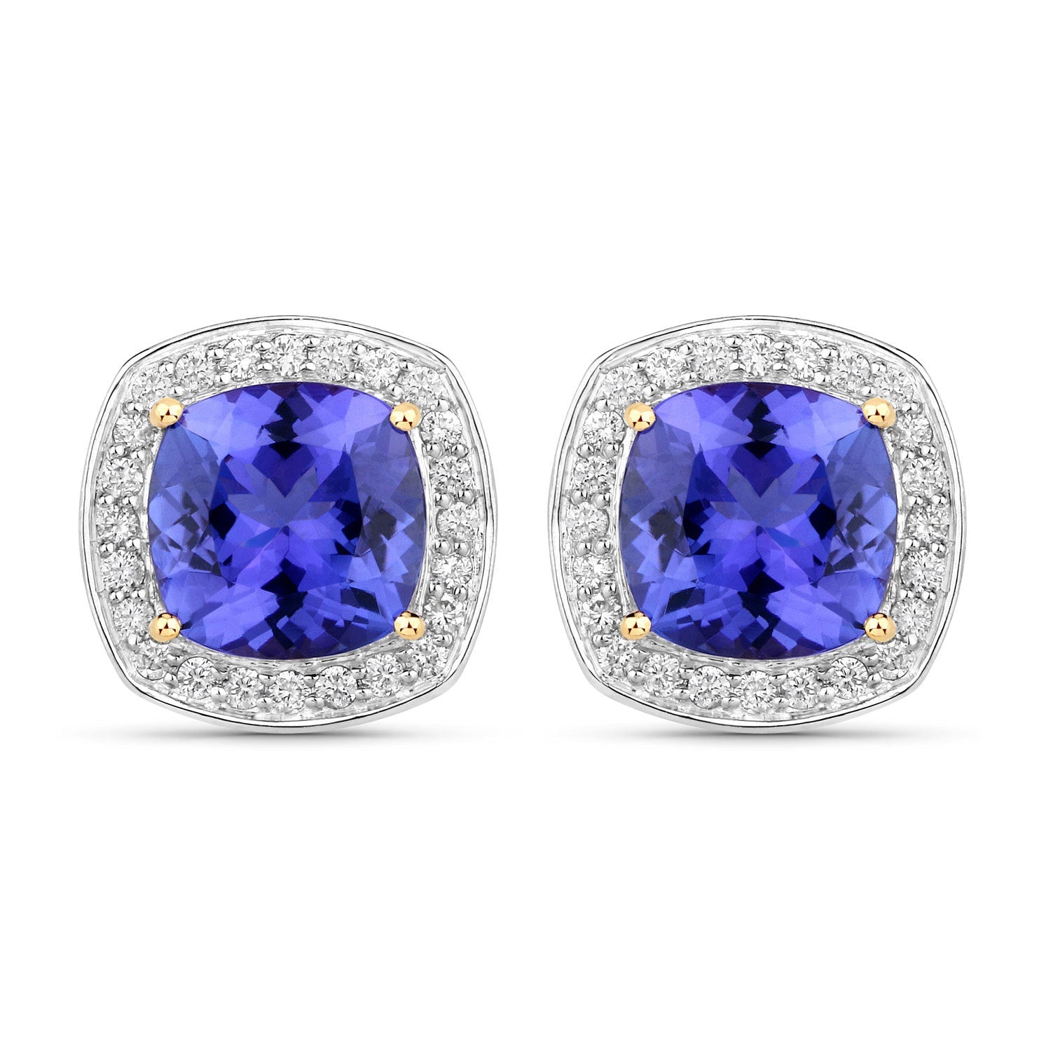5.98 Carat Genuine Tanzanite and White Diamond 14K Yellow Gold Earrings on sale at MyriadMart
