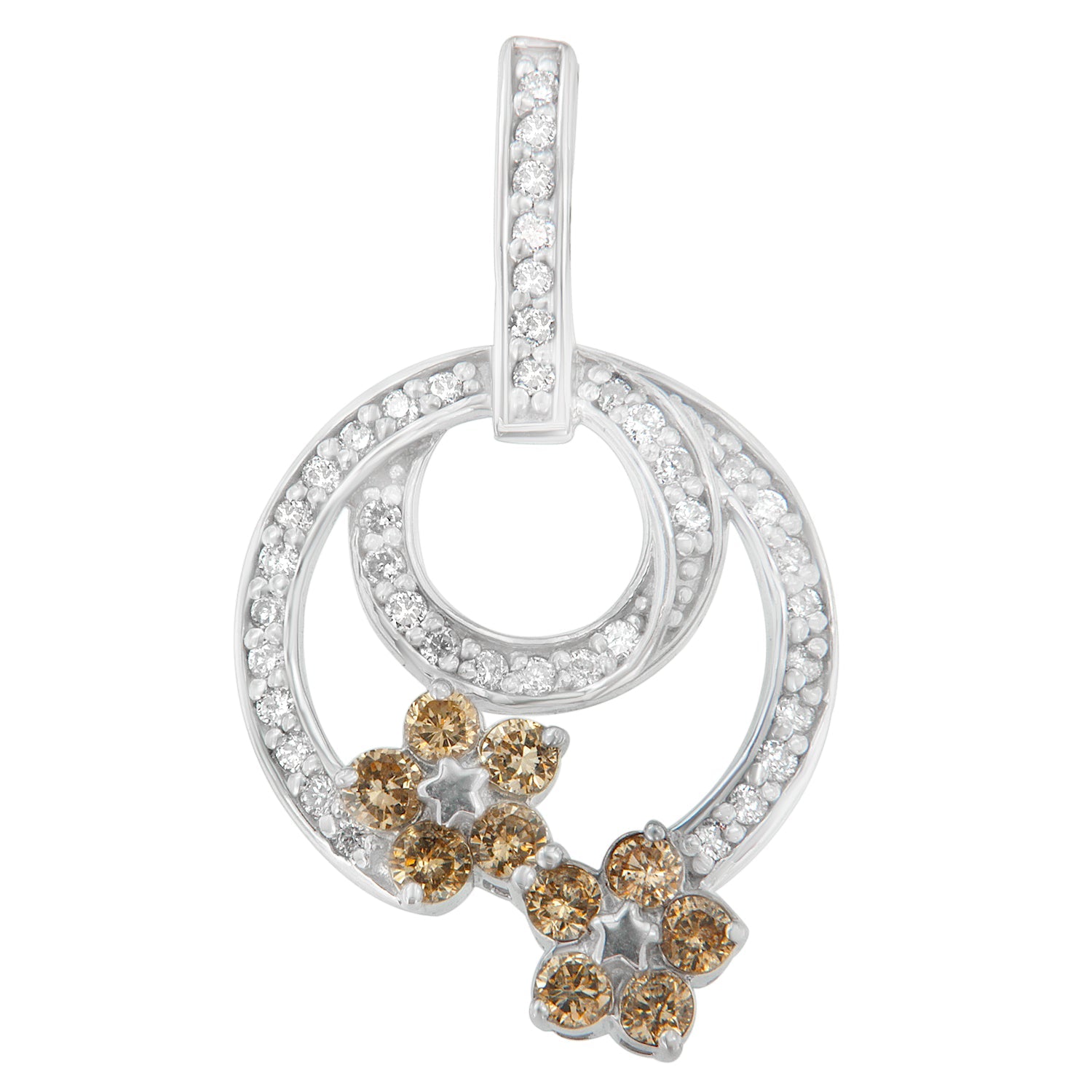 .925 Sterling Silver 1 cttw Round Cut Diamond Floral Garden Pendant Necklace H-I, I1-I2 on sale at MyriadMart
