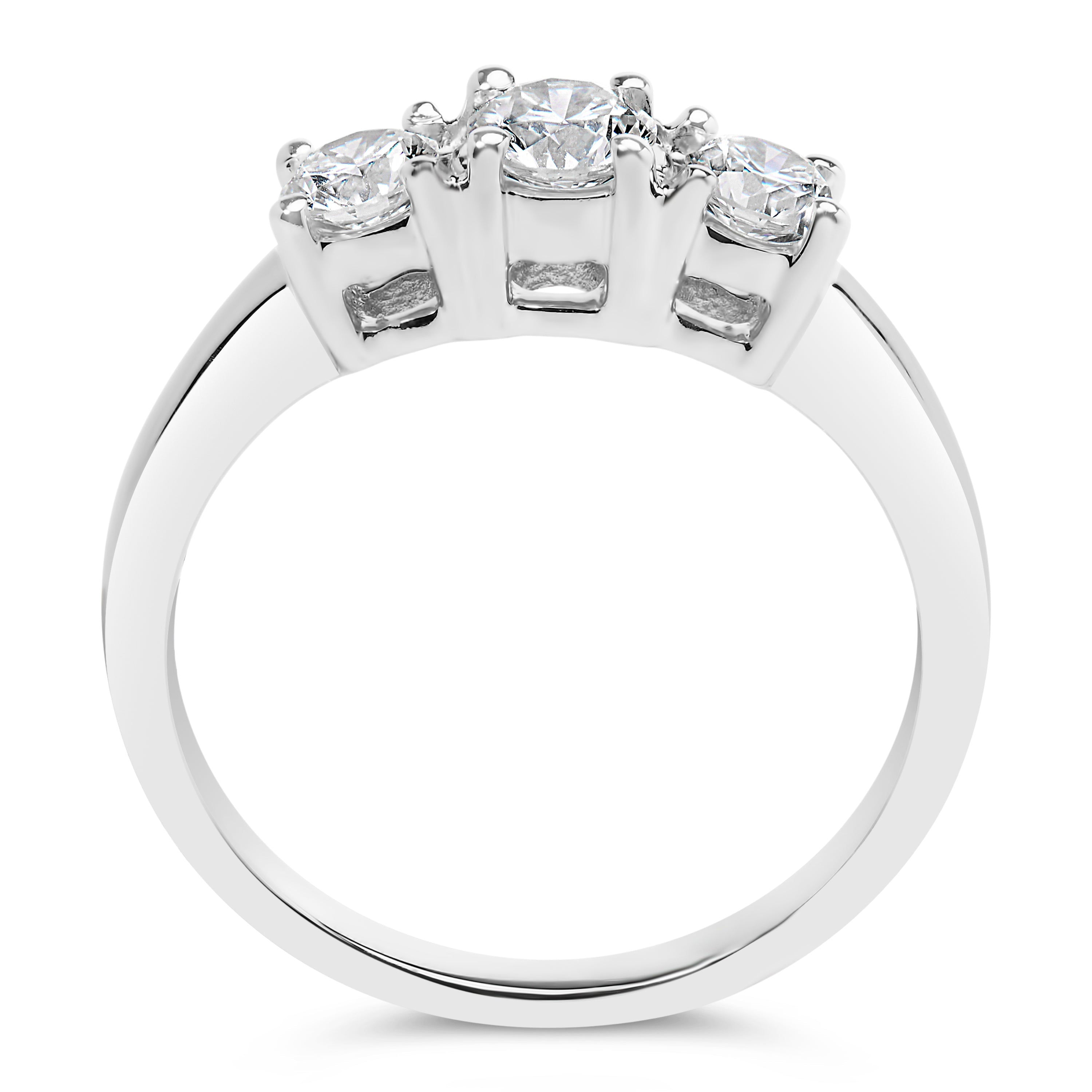14K White Gold 3/4 Cttw Lab Grown Diamond 3 Stone Ring Band F-G Color, VS2-SI1 Clarity - Size 7 on sale at MyriadMart