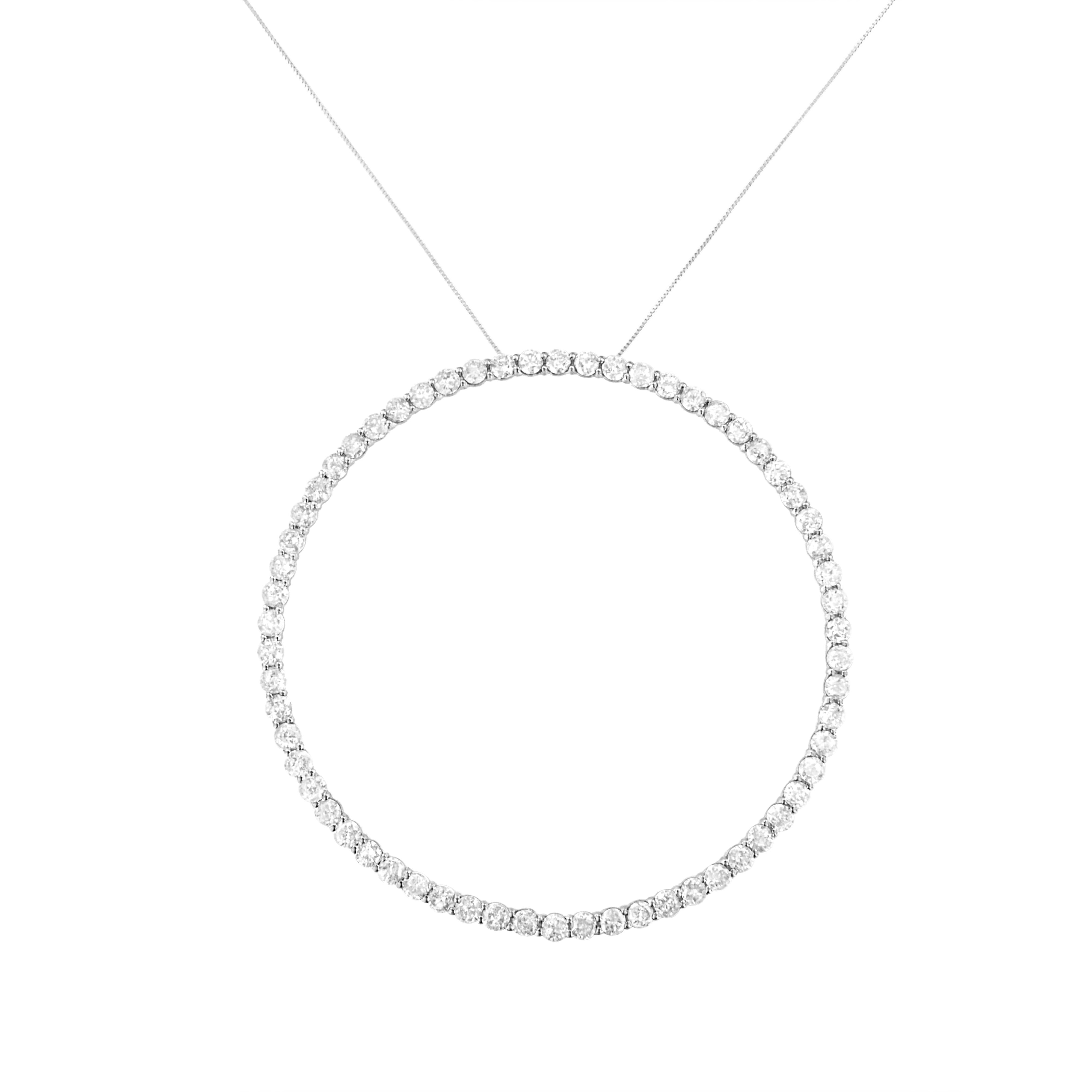 .925 Sterling Silver 5.0 Cttw Prong Set Round-cut Diamond Open Circle Hoop 18" Pendant Necklace I-J Color, I2-I3 Clarity on sale at MyriadMart
