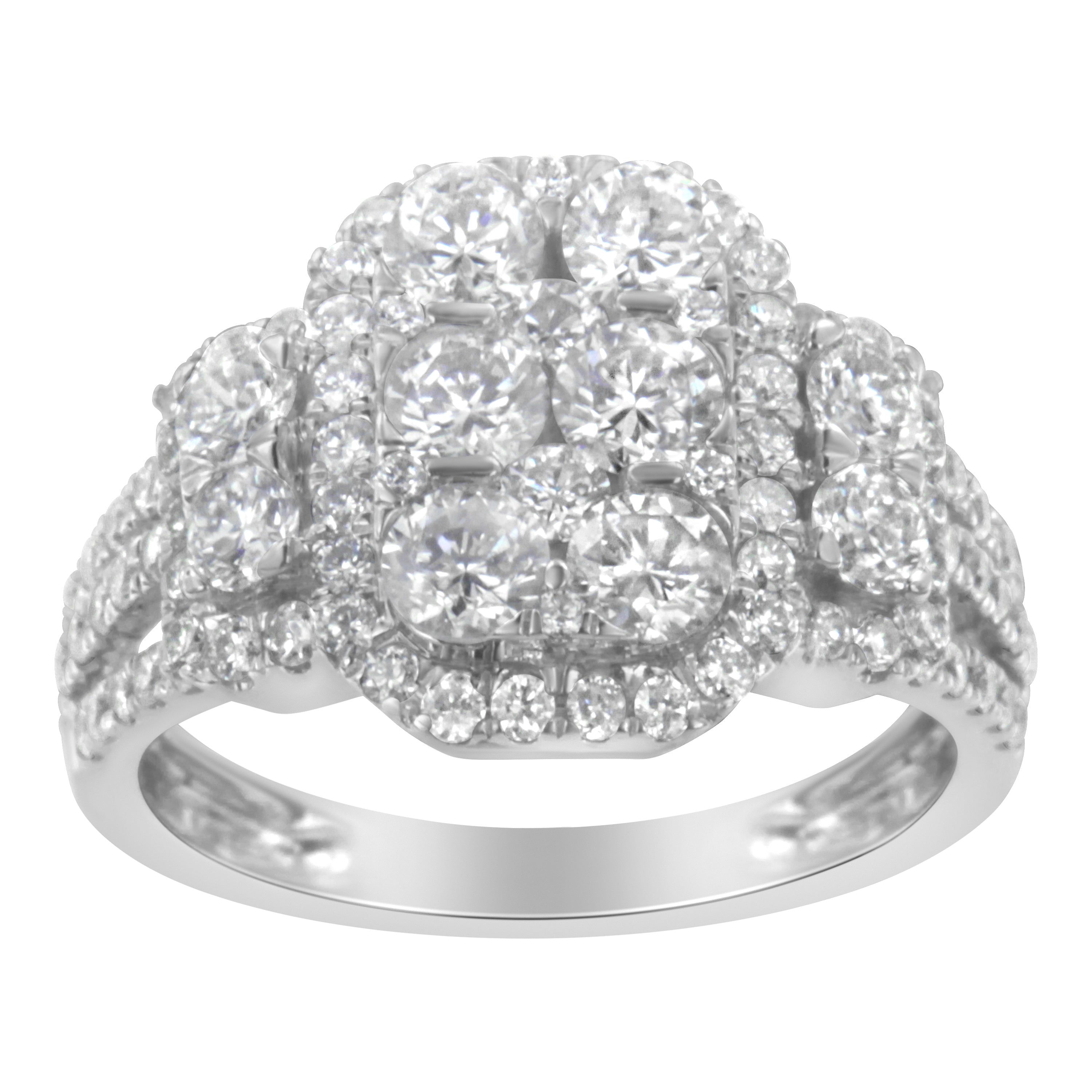 14K White Gold 2 1/4 Cttw Diamond Cocktail Cluster Ring G-H Color, SI2-I1 Clarity - Size 7 on sale at MyriadMart