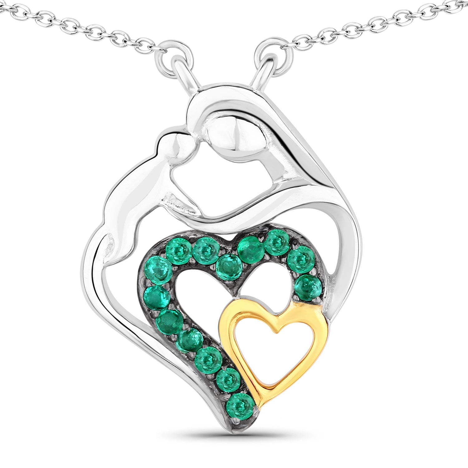 0.24 Carat Genuine Emerald .925 Sterling Silver Pendant on sale at MyriadMart