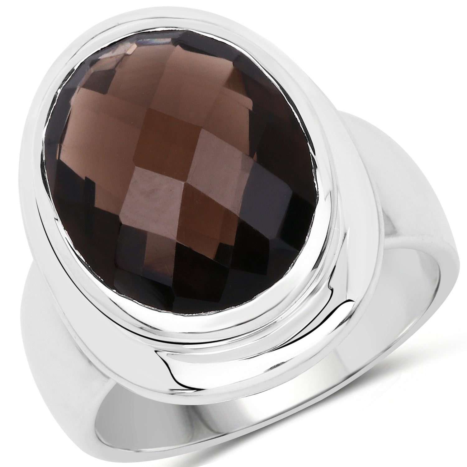 7.90 Carat Genuine Smoky Quartz .925 Sterling Silver Ring on sale at MyriadMart