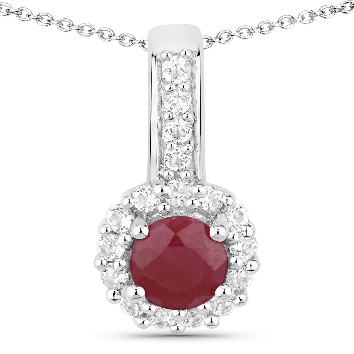 2.17 Carat Genuine Ruby and White Topaz .925 Sterling Silver Jewelry Set on sale at MyriadMart