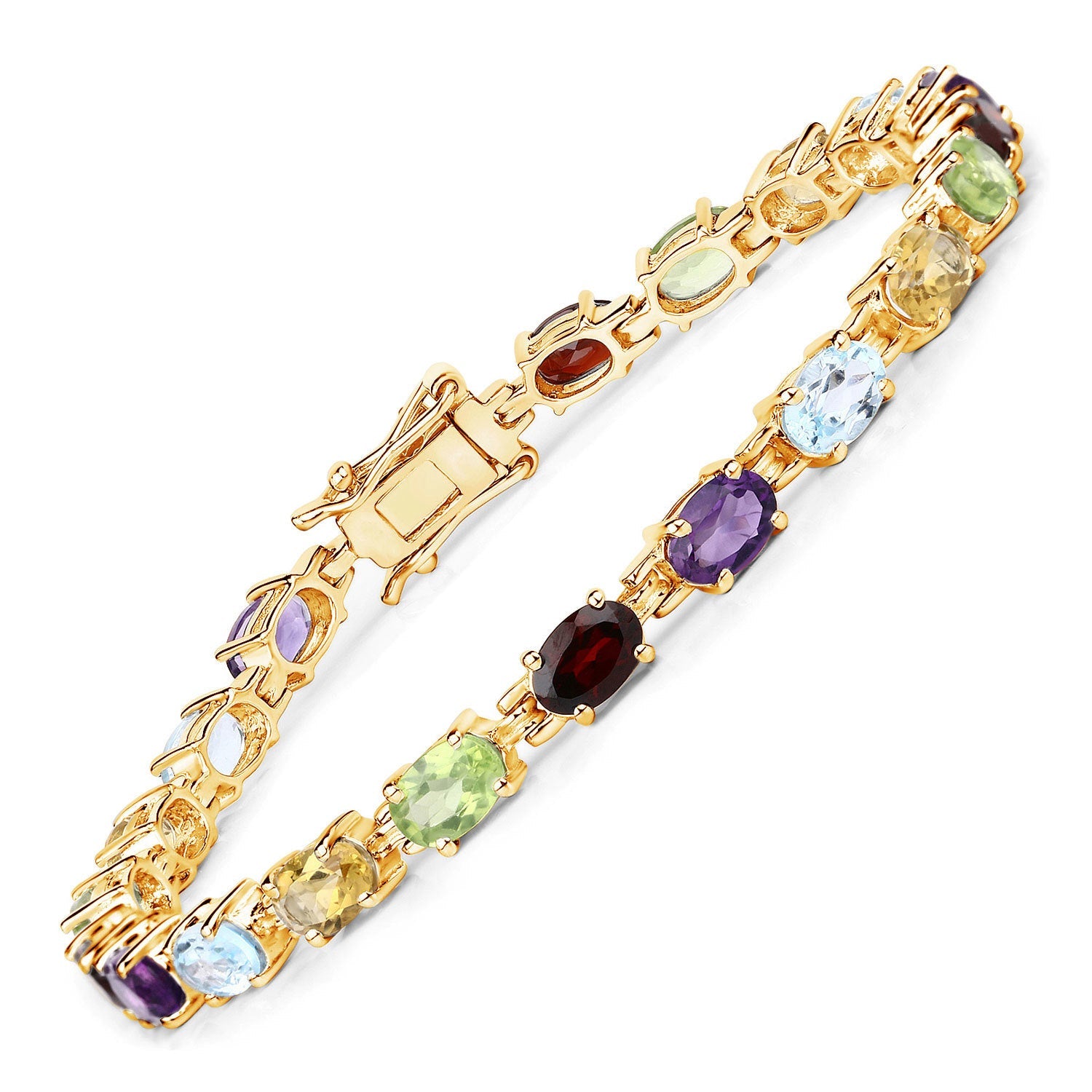 8.96 Carat Genuine Multi Stones .925 Sterling Silver Bracelet on sale at MyriadMart