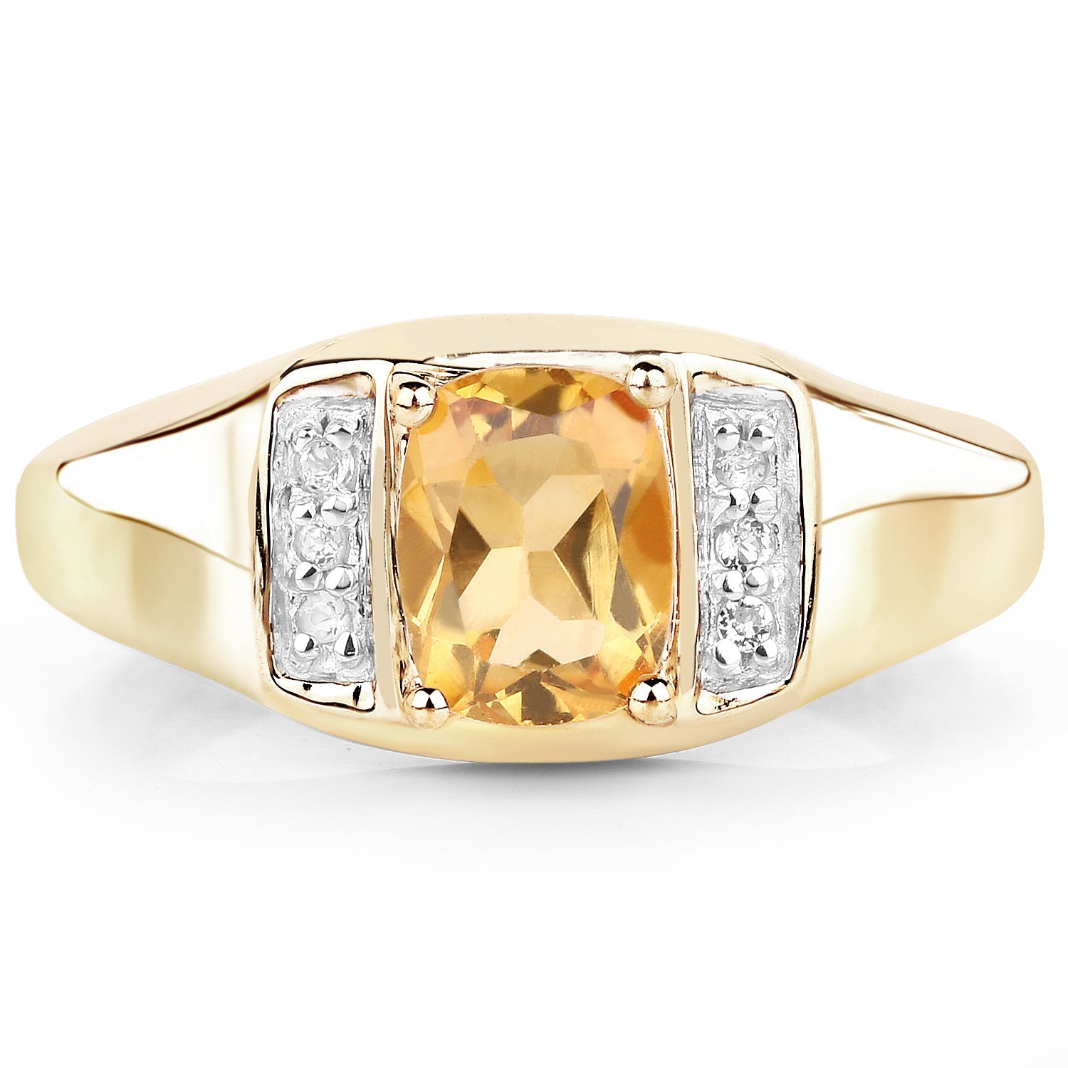 14K Yellow Gold Plated 1.36 Carat Genuine Citrine & White Topaz .925 Sterling Silver Ring on sale at MyriadMart