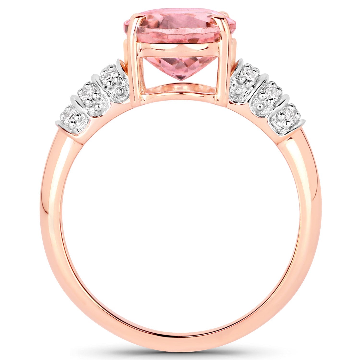 3.11 Carat Genuine Pink Tourmaline and White Diamond 14K Rose Gold Ring on sale at MyriadMart