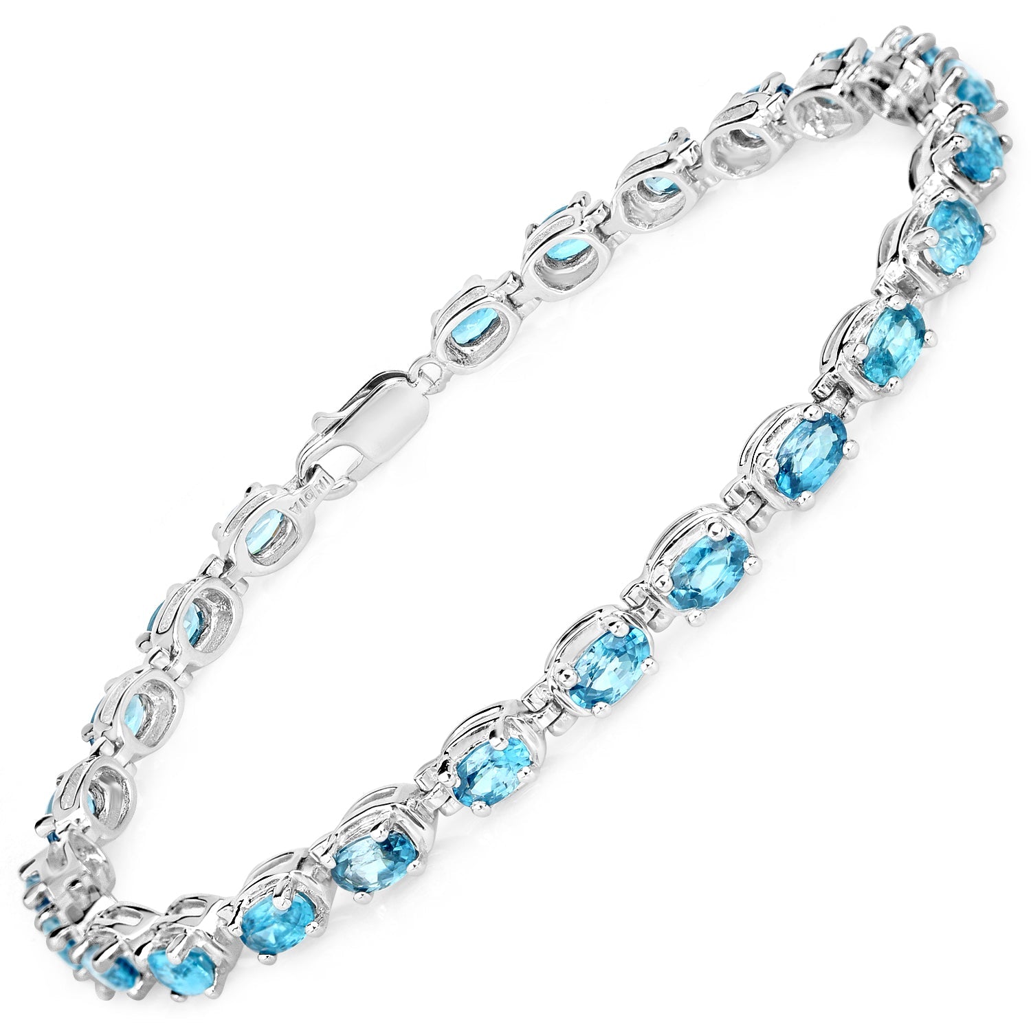 7.92 Carat Genuine Blue Zircon .925 Sterling Silver Bracelet on sale at MyriadMart