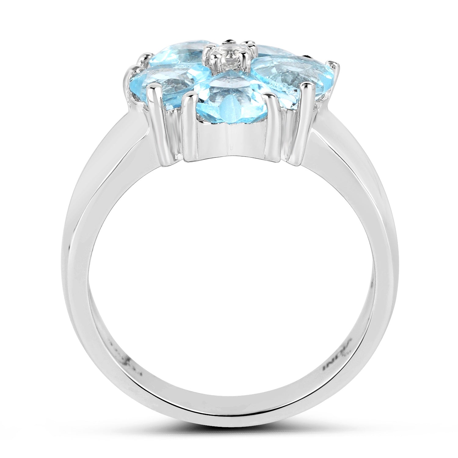 2.58 Carat Genuine Blue Topaz and White Topaz .925 Sterling Silver Ring on sale at MyriadMart