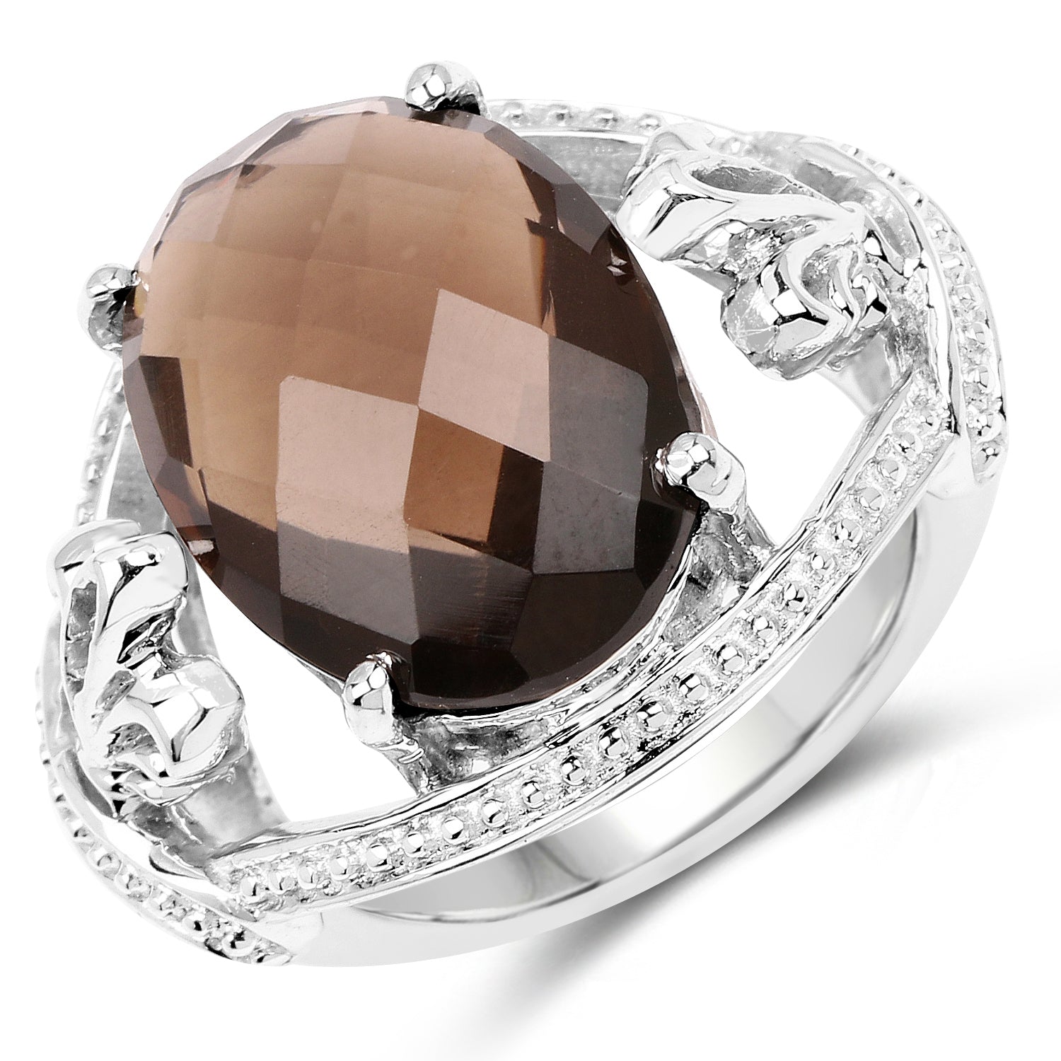 10.50 Carat Genuine Smoky Quartz .925 Sterling Silver Ring on sale at MyriadMart