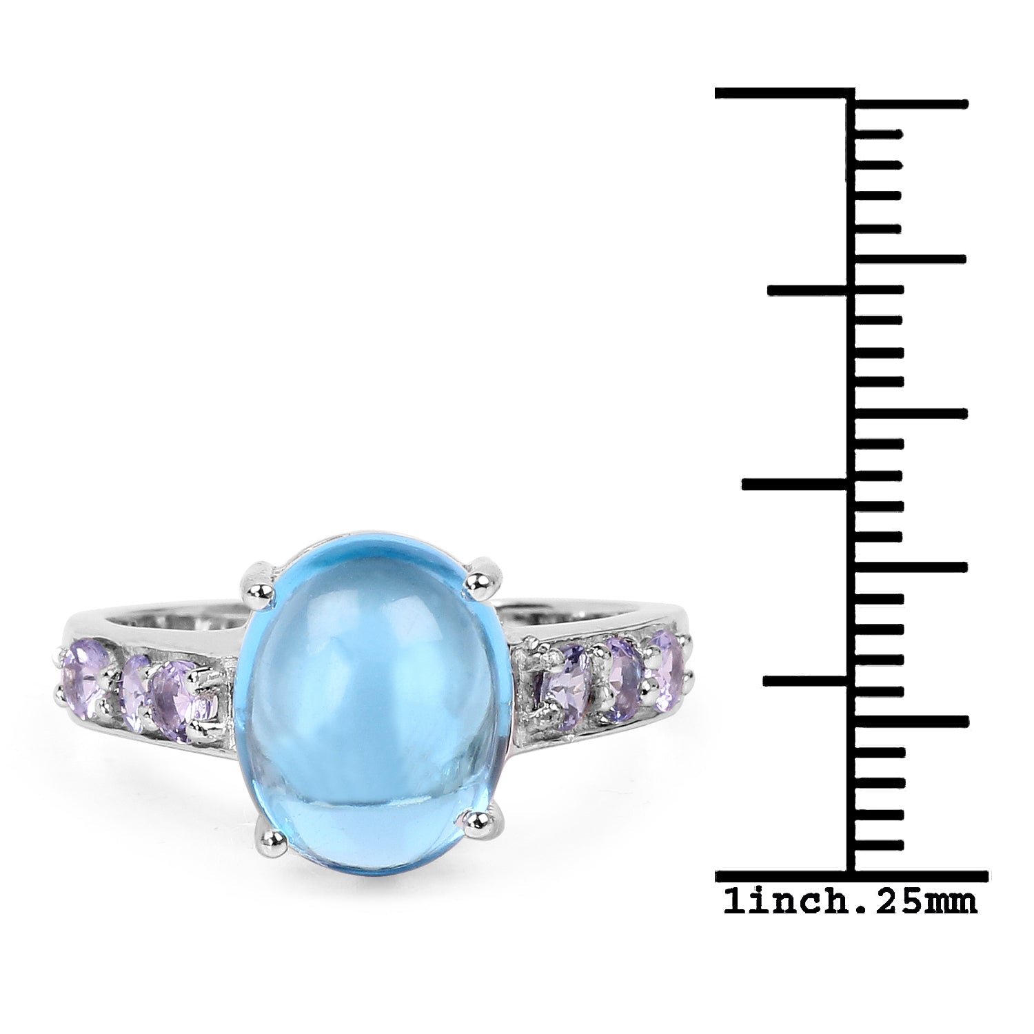 4.77 Carat Genuine Swiss Blue Topaz and Tanzanite .925 Sterling Silver Ring on sale at MyriadMart