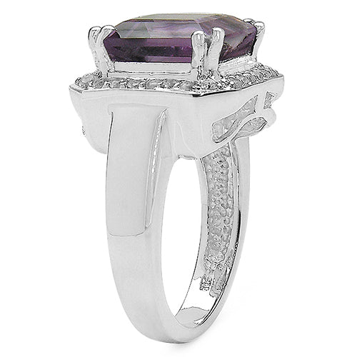 4.91 Carat Genuine Amethyst & White Topaz .925 Sterling Silver Ring on sale at MyriadMart