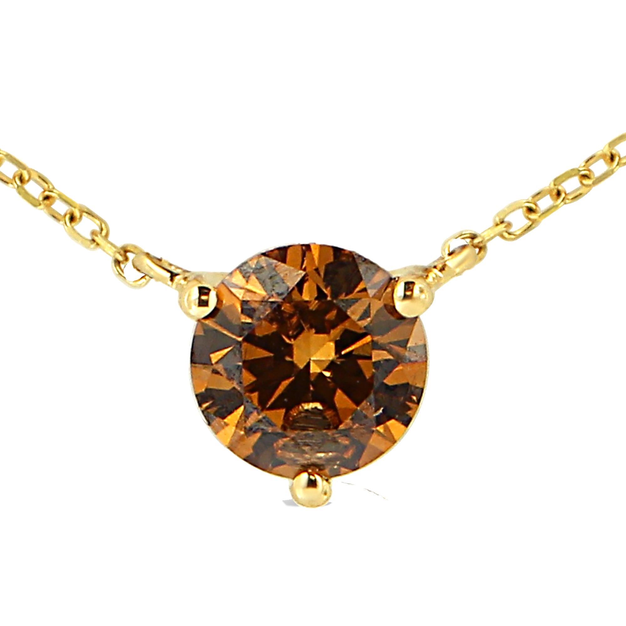 14K Yellow Gold 1/2 Cttw Martini Set Lab Grown Yellow Diamond Solitaire 18" Pendant Necklace Yellow Color, VS2-SI1 Clarity on sale at MyriadMart