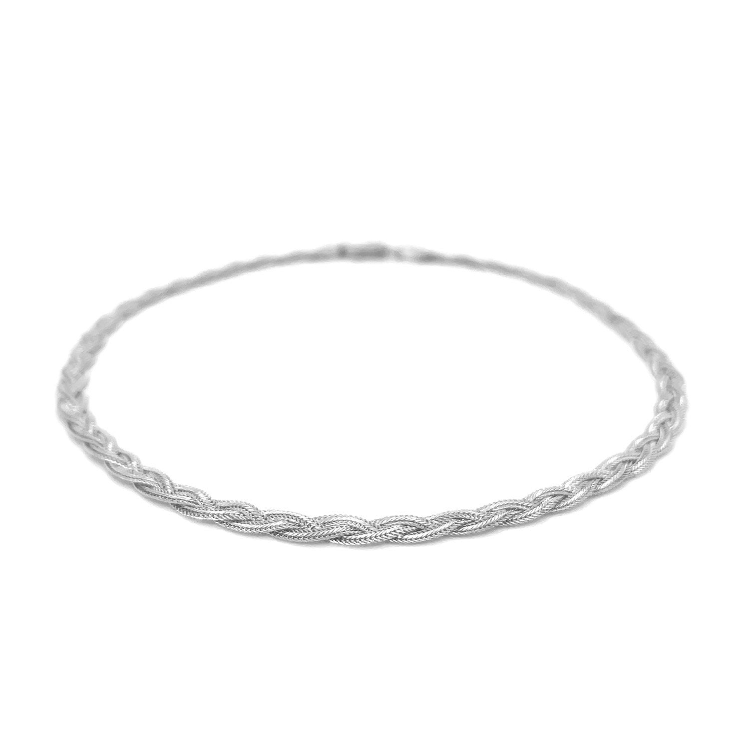 3.5mm 14k White Gold Braided Bracelet on sale at MyriadMart