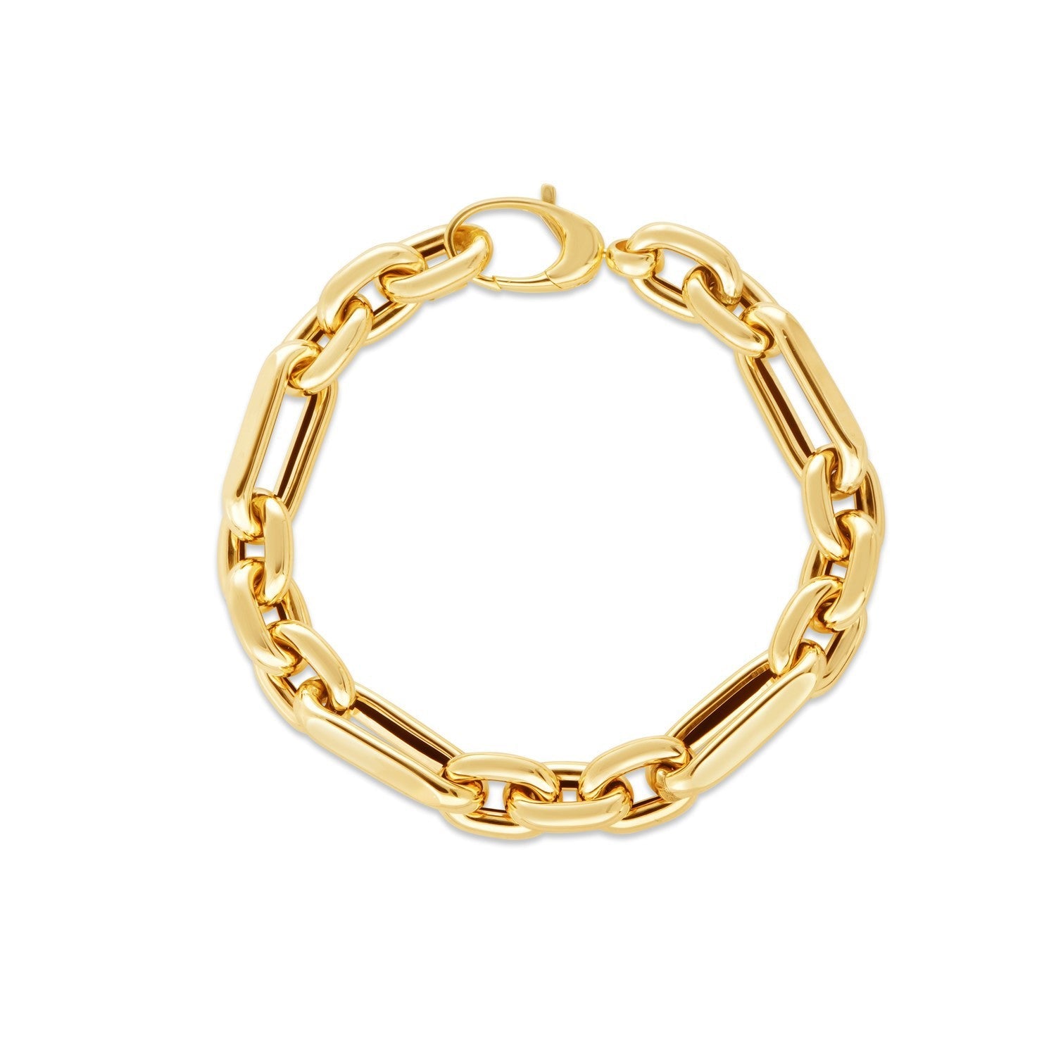 14k Yellow Gold Italian Alternating Paperclip Oval Links Bracelet 9.30 mm on sale at MyriadMart