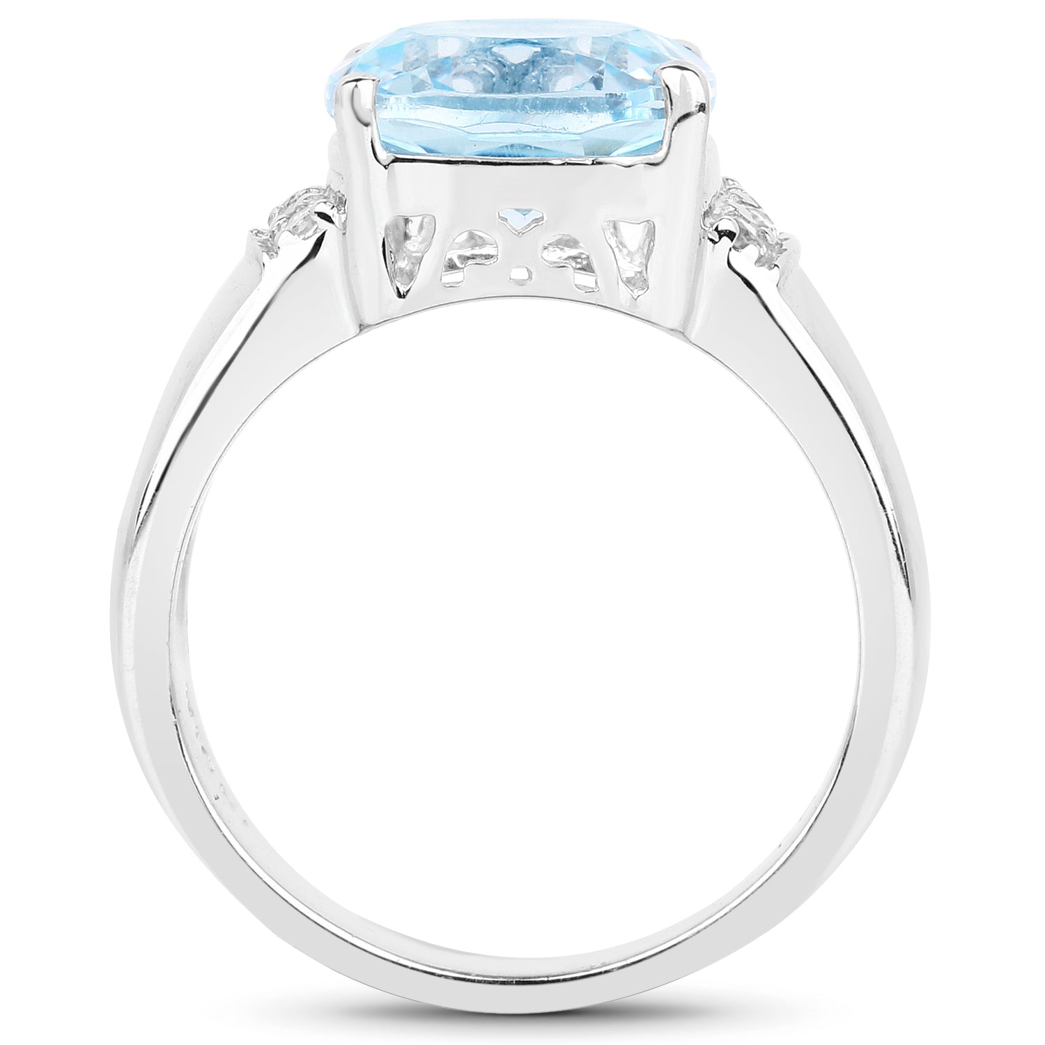4.58 Carat Genuine Blue Topaz and White Topaz .925 Sterling Silver Ring on sale at MyriadMart