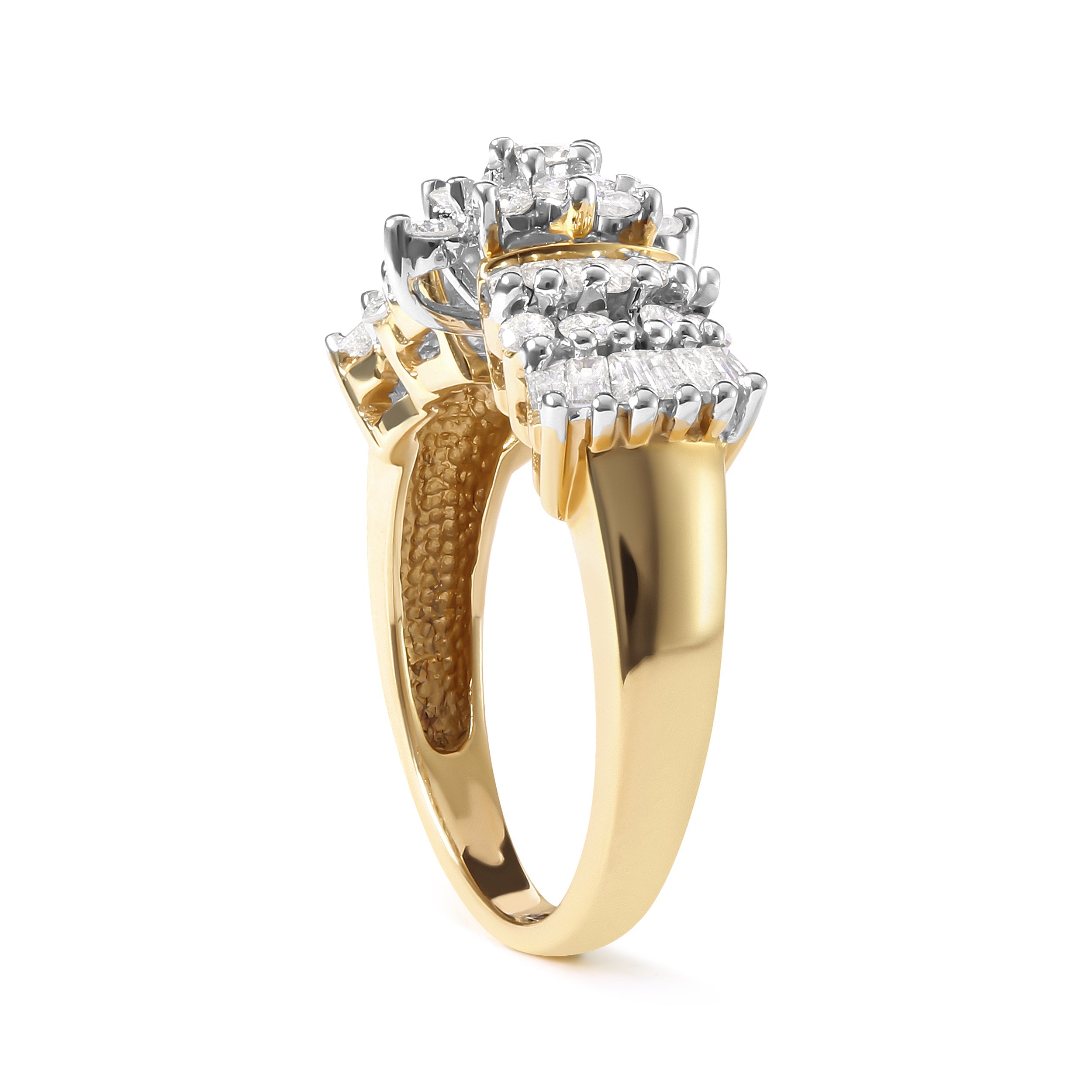 10K Yellow Gold 1.00 Cttw Diamond Starburst Ring Band H-I Color, I1-I2 Clarity - Ring Size 7 on sale at MyriadMart