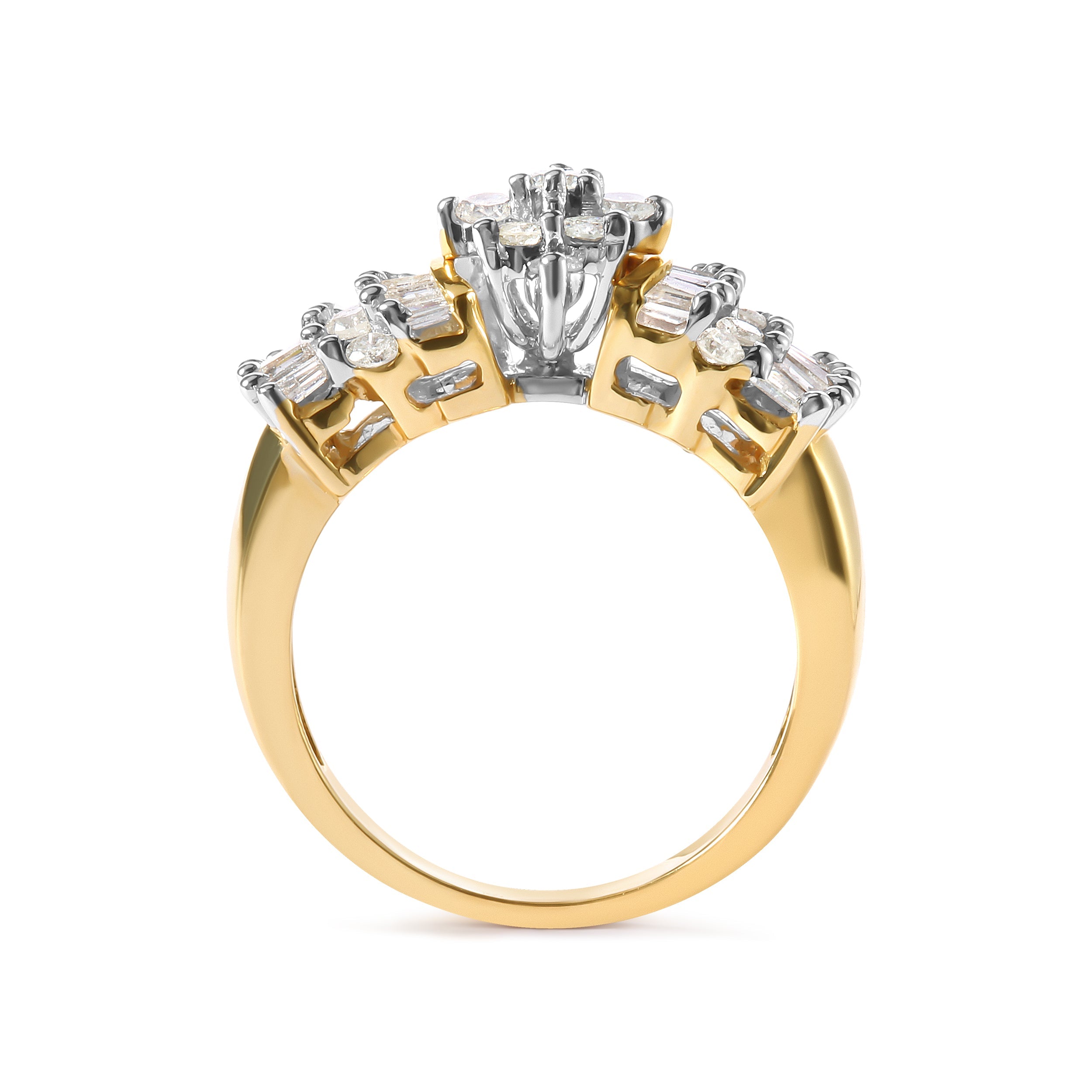10K Yellow Gold 1.00 Cttw Diamond Starburst Ring Band H-I Color, I1-I2 Clarity - Ring Size 7 on sale at MyriadMart