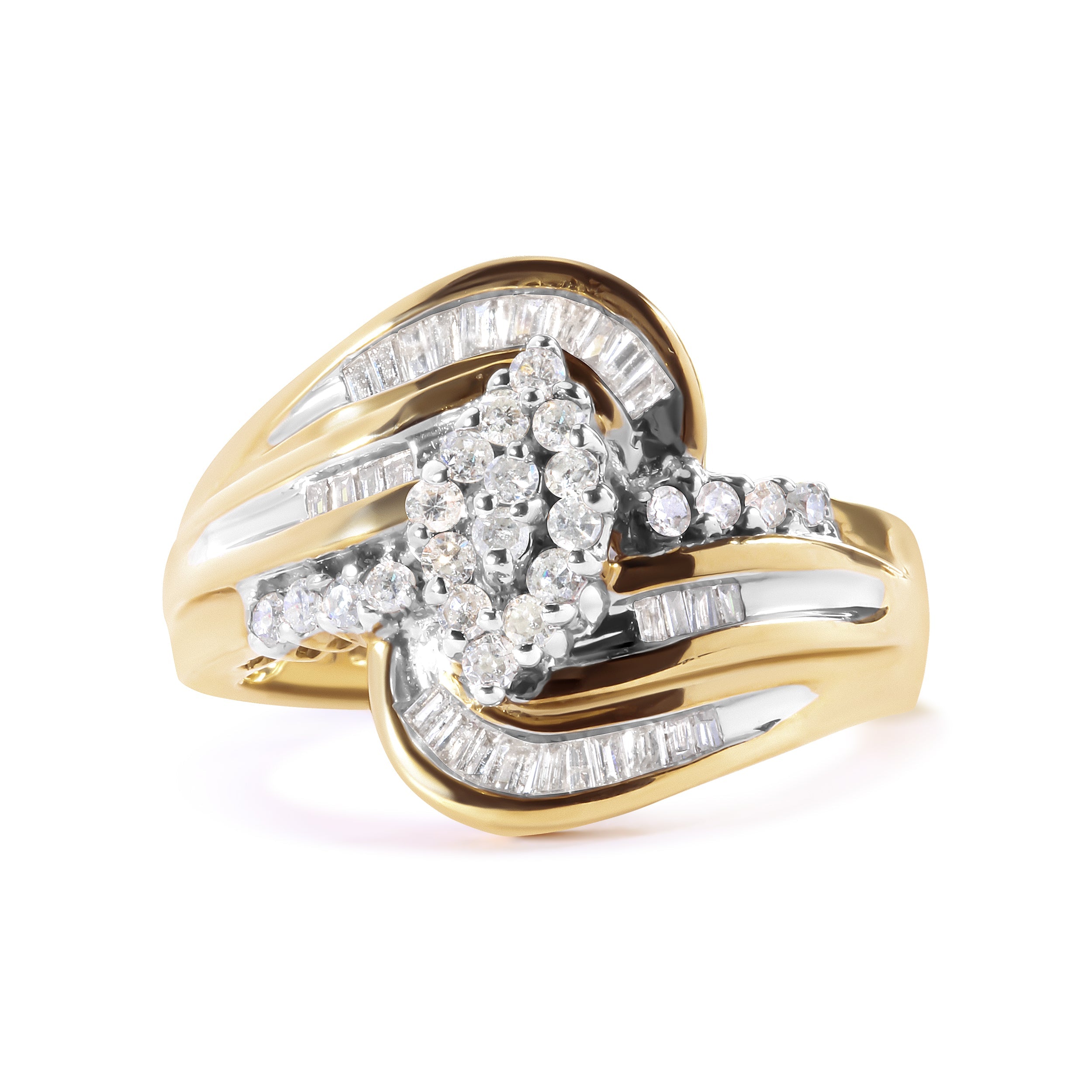 10K Yellow Gold 1/2 Cttw Diamond Pear Cluster and Swirl Ring H-I Color, I1-I2 Clarity - Ring Size 7 on sale at MyriadMart