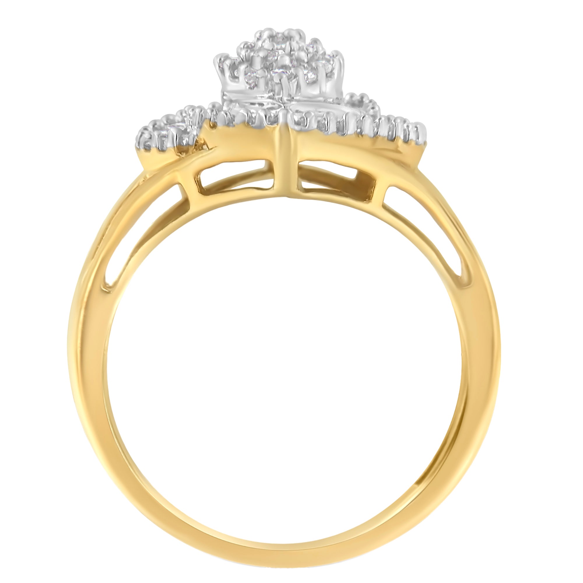 10K Yellow Gold Diamond Cocktail Ring 1/2 Cttw, J-K Color, I2-I3 Clarity - Size 6-1/2 on sale at MyriadMart