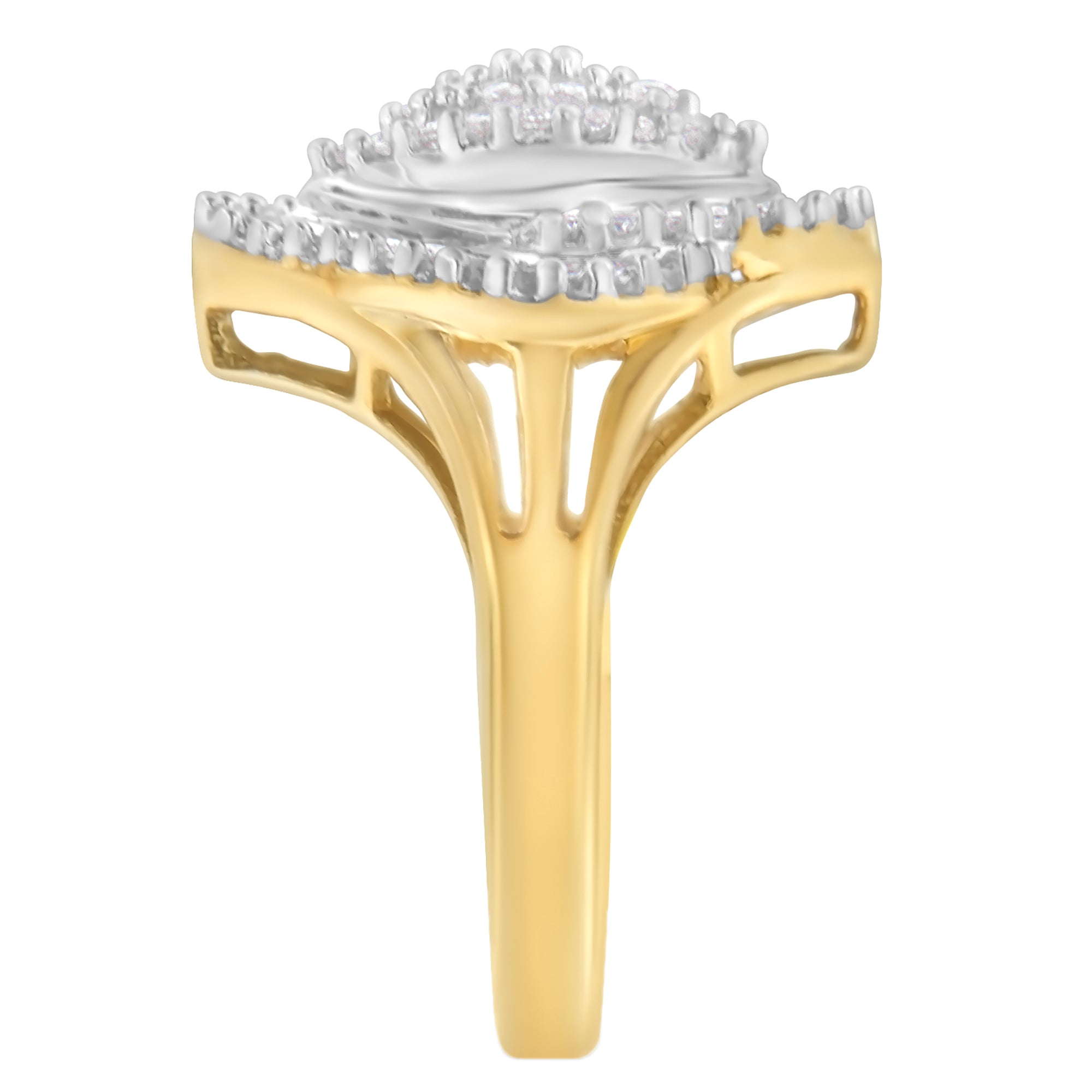 10K Yellow Gold Diamond Cocktail Ring 1/2 Cttw, J-K Color, I2-I3 Clarity - Size 6-1/2 on sale at MyriadMart