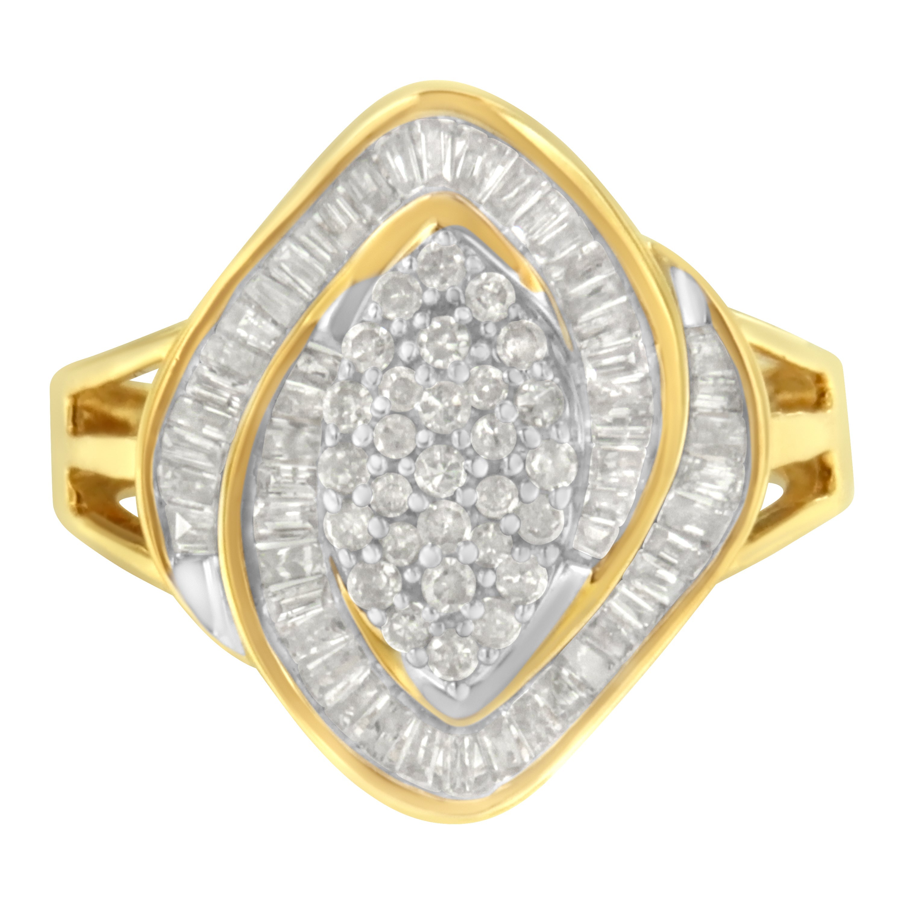 10K Yellow Gold Diamond Cluster Ring 3/4 Cttw, J-K Color, I2-I3 Clarity - Size 6 on sale at MyriadMart