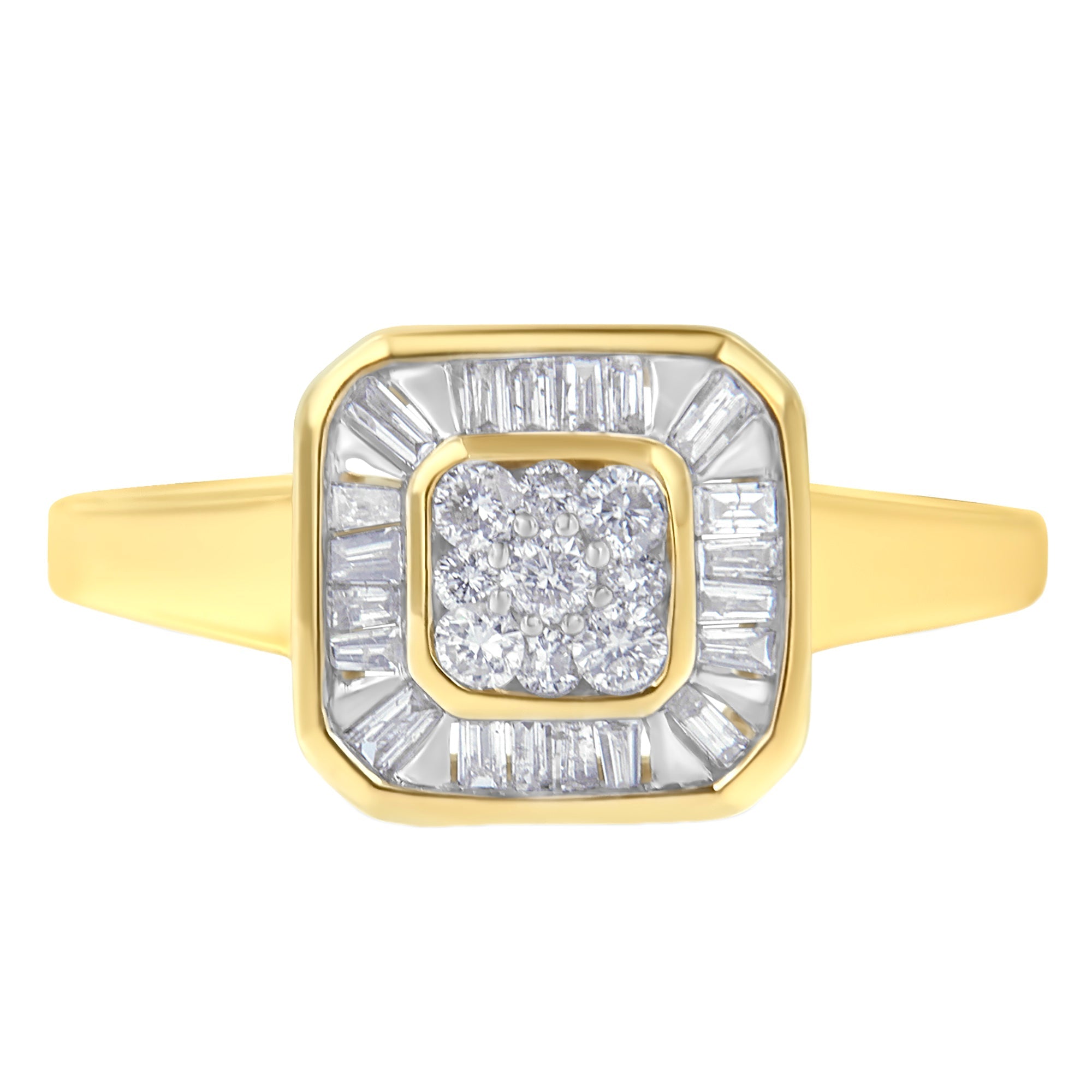 10K Yellow Gold Diamond Cocktail Ring 1/2 Cttw, I-J Color, SI2-I1 Clarity - Size 6 on sale at MyriadMart