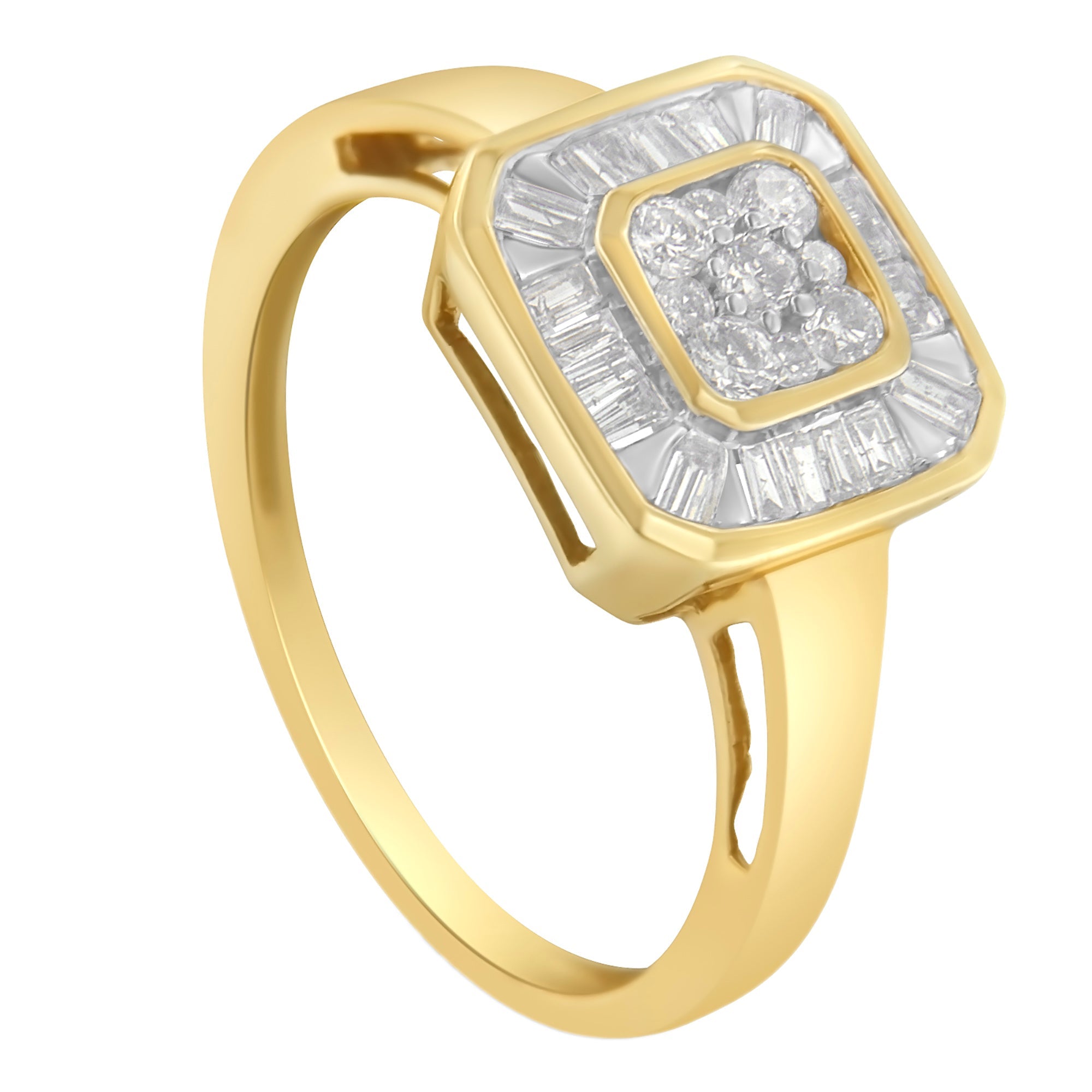 10K Yellow Gold Diamond Cocktail Ring 1/2 Cttw, I-J Color, SI2-I1 Clarity - Size 6 on sale at MyriadMart