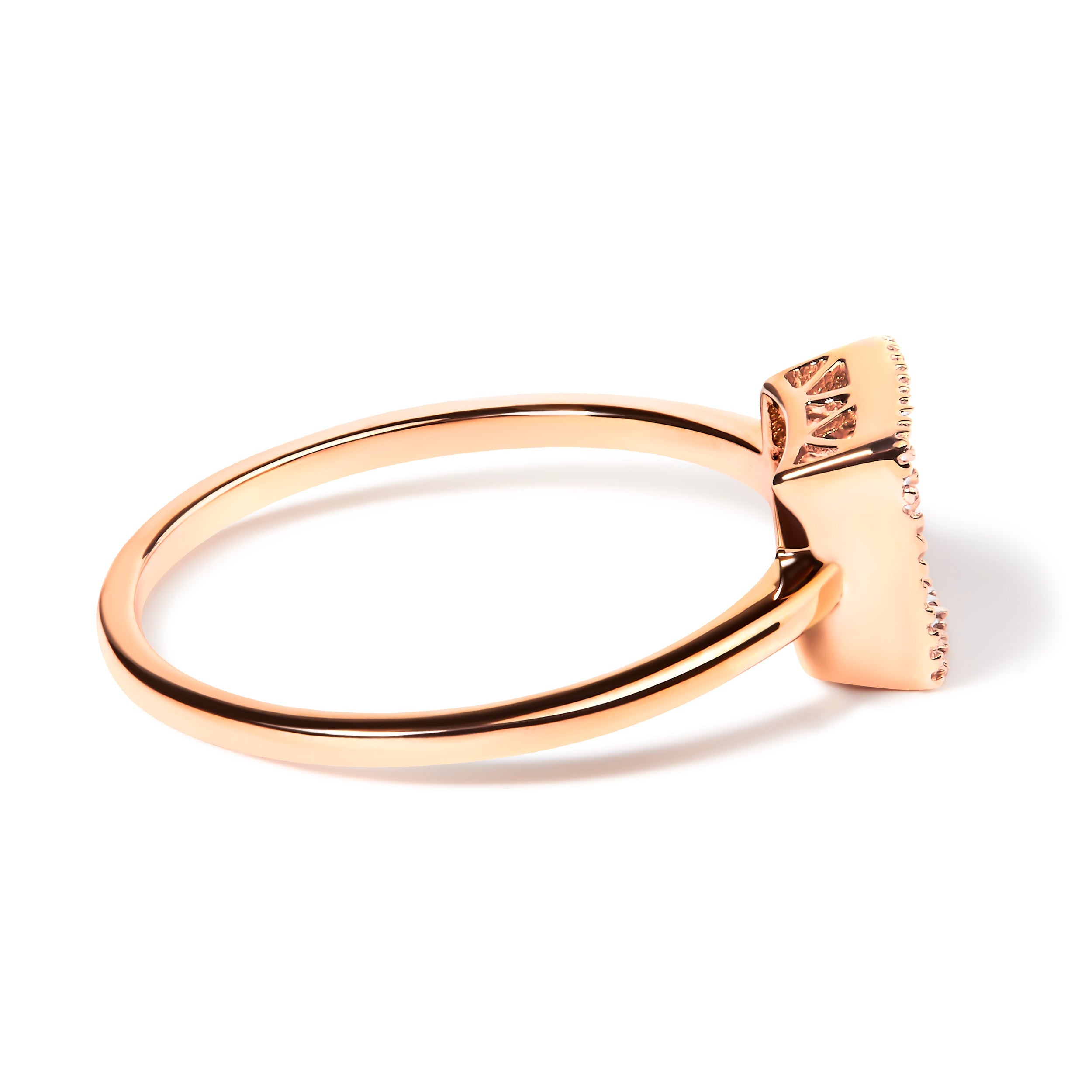 10K Rose Gold 1/3 Cttw Invisible Set Princess Cut Diamond Composite Square Shape Ring for Women H-I color, I1-I2 clarity - Size 7 on sale at MyriadMart