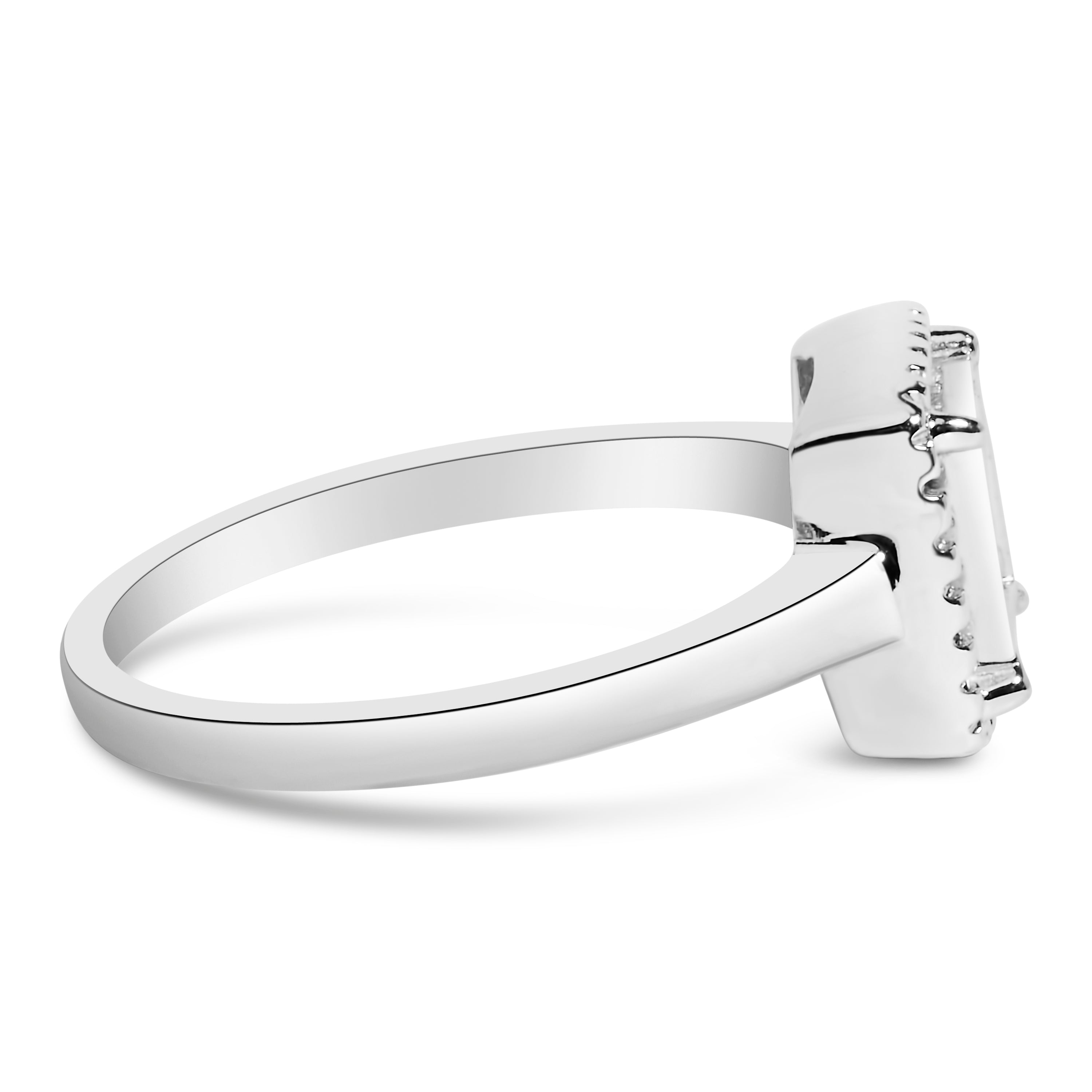 .925 Sterling Silver 1/5 Cttw Invisible Set Princess Cut Diamond Promise Ring with Beaded Halo H-I Color, I1-I2 Clarity - Ring Size 7 on sale at MyriadMart