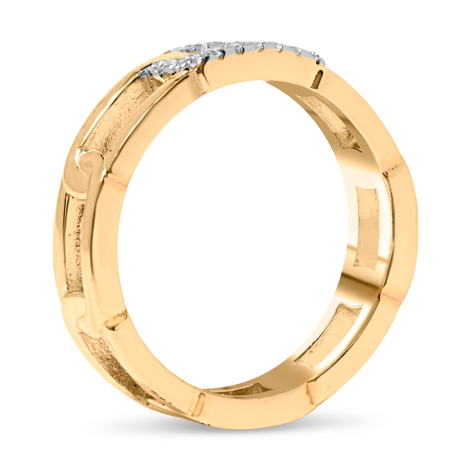 10K Yellow Gold Diamond Accent Paperclip Band Ring I-J Color, I2-I3 Clarity - Size 7 on sale at MyriadMart