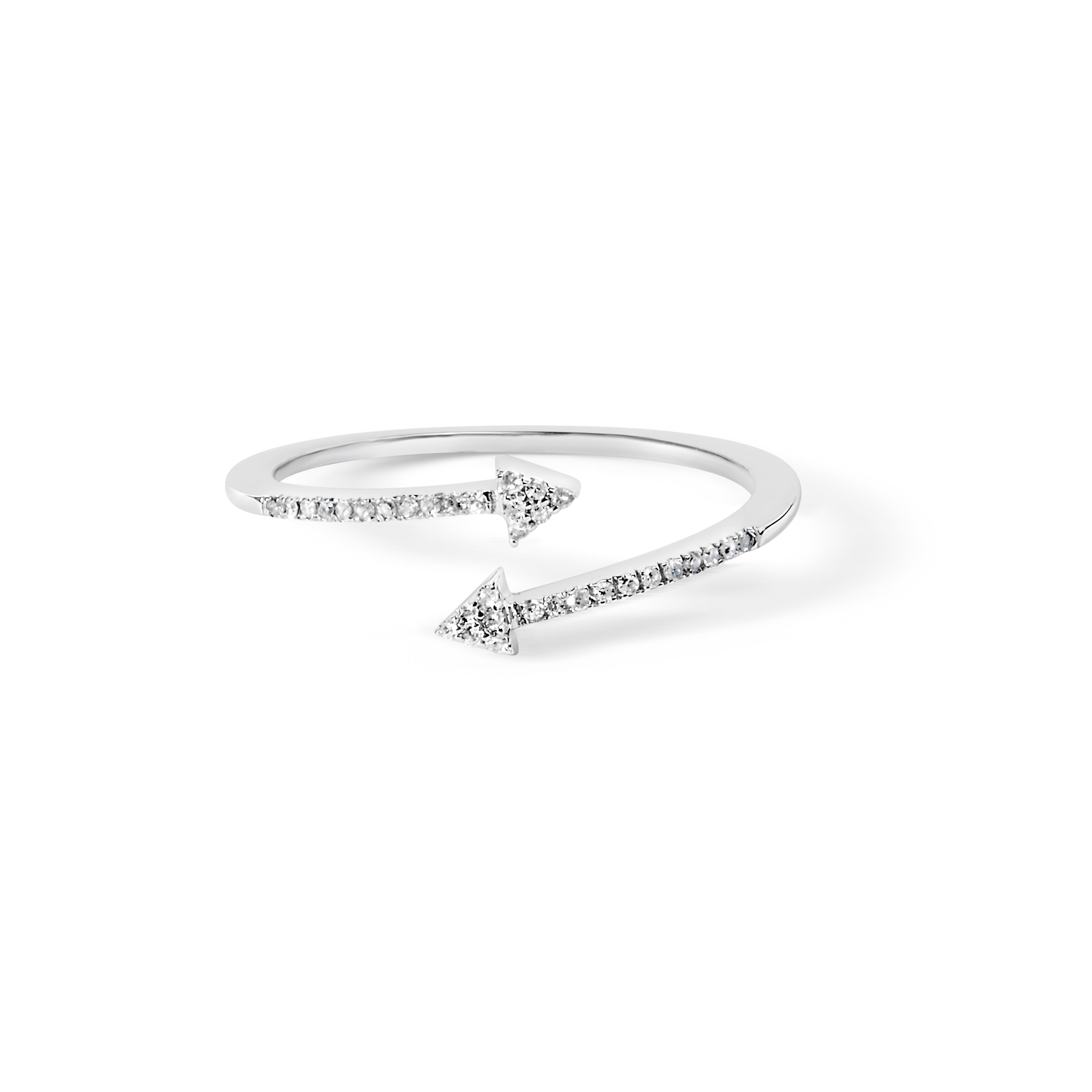 .925 Sterling Silver 1/5 Cttw Diamond Double Arrowhead Open Ring I-J Color, I2-I3 Clarity - Ring Size 6 on sale at MyriadMart